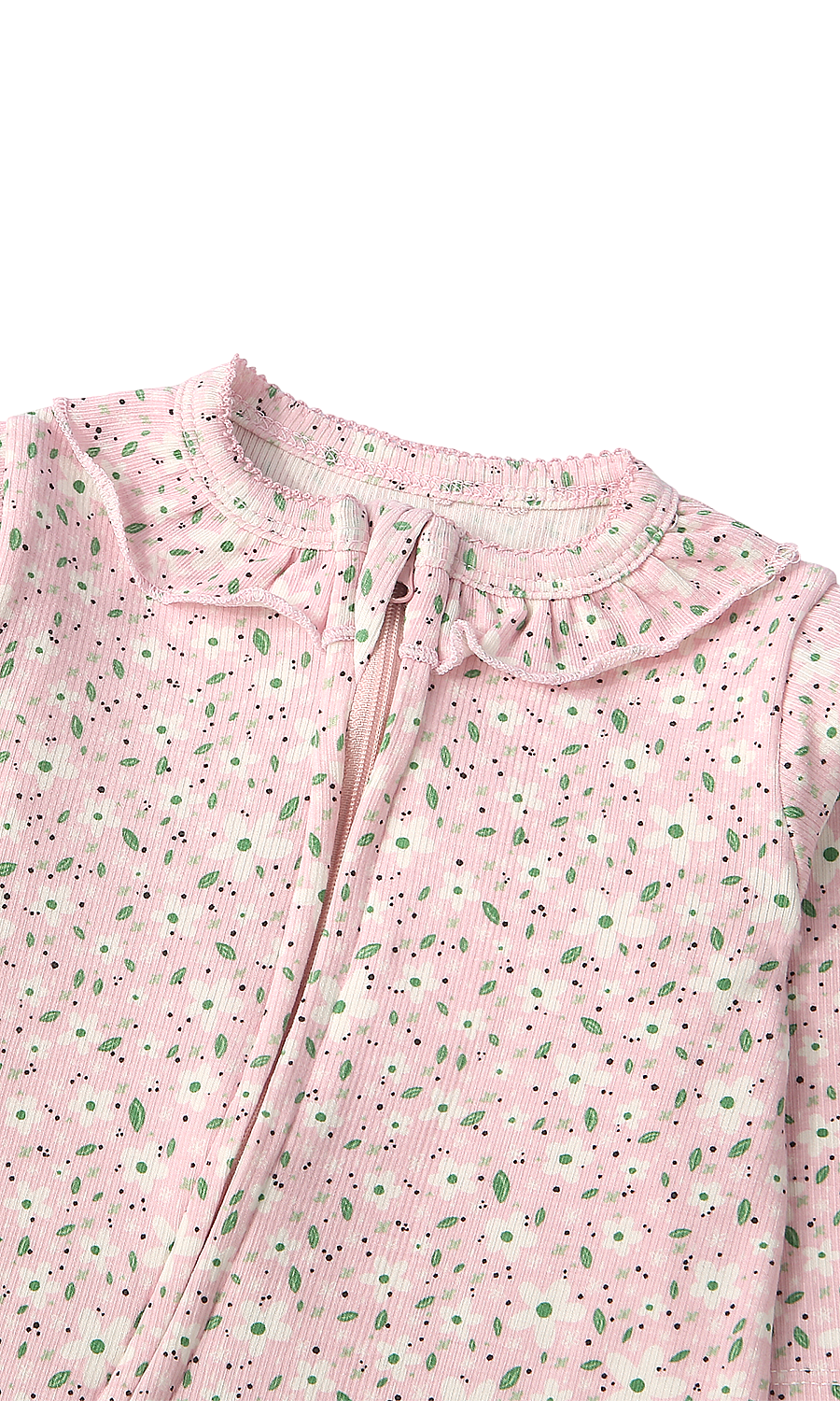Baby Girl Sleep Suit Pack of 2 Pink Floral Print & Pink Solid Ruffle