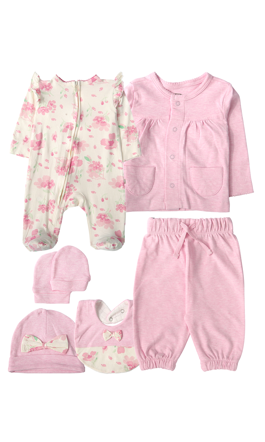 Baby Girl Gift Set 6 Piece Pink Floral Print
