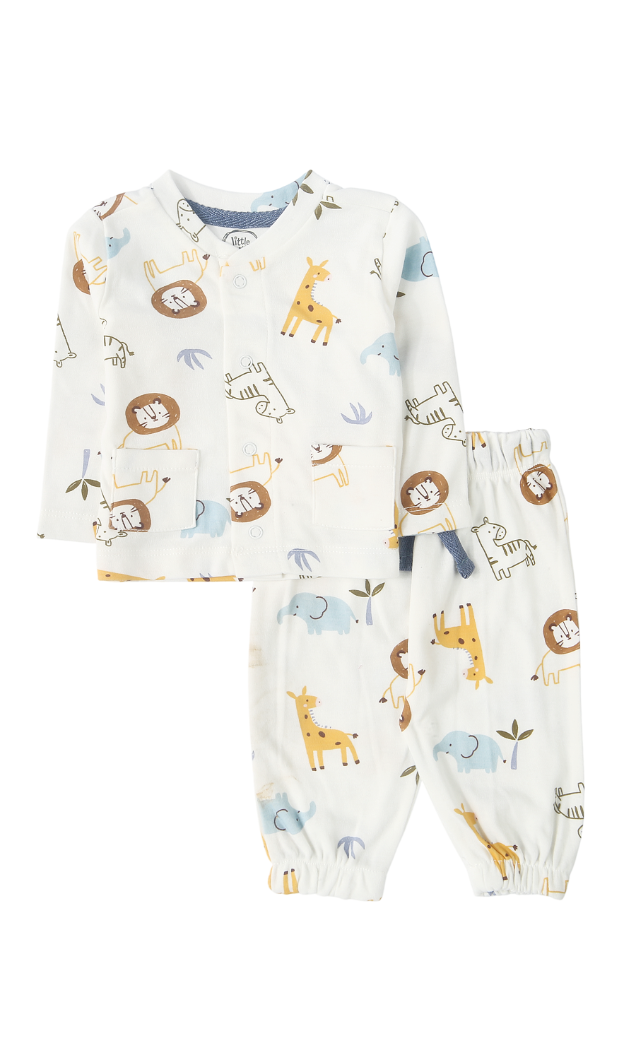 Baby Night Suit White Safari Animals Print