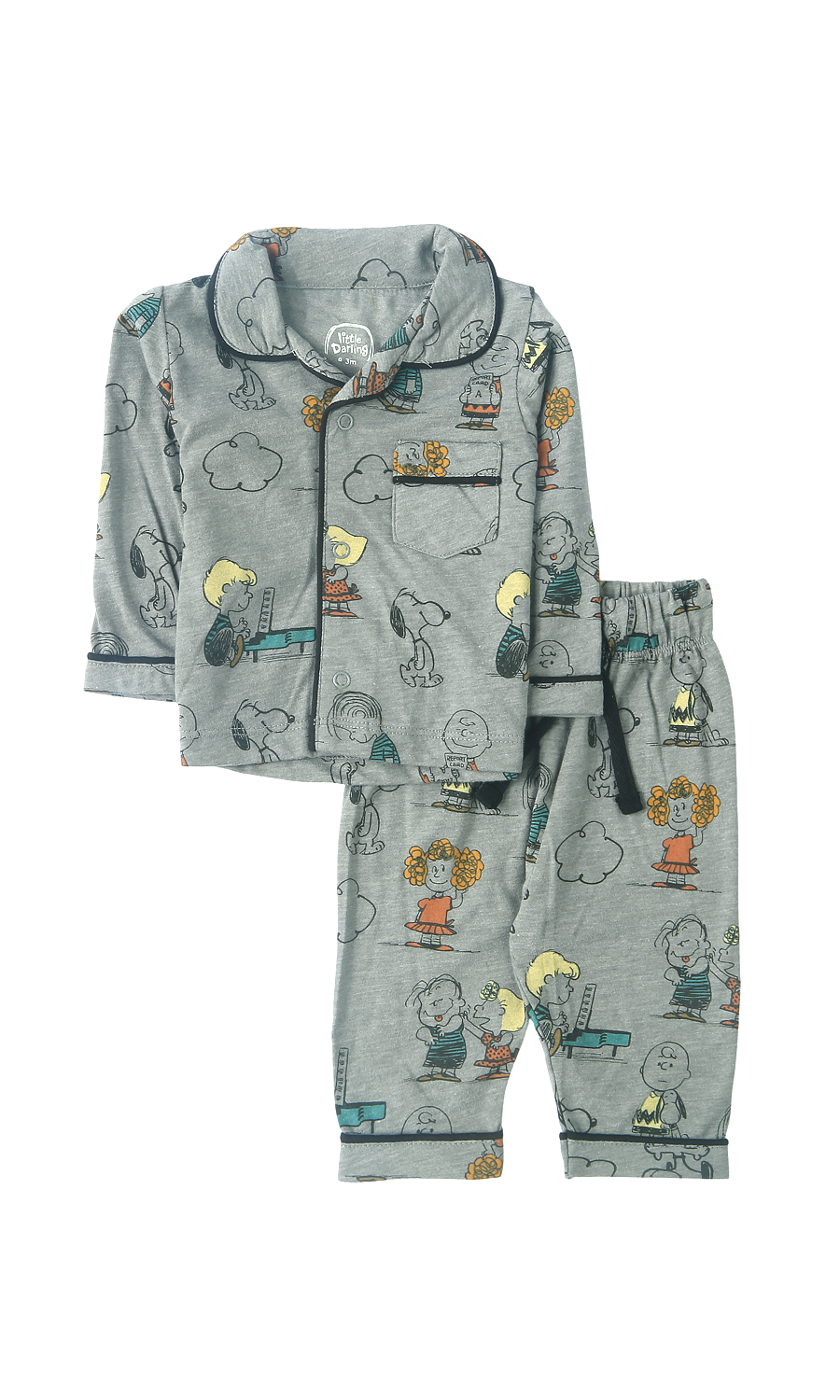 Baby Night Suit Grey Snoopy & Friends Print