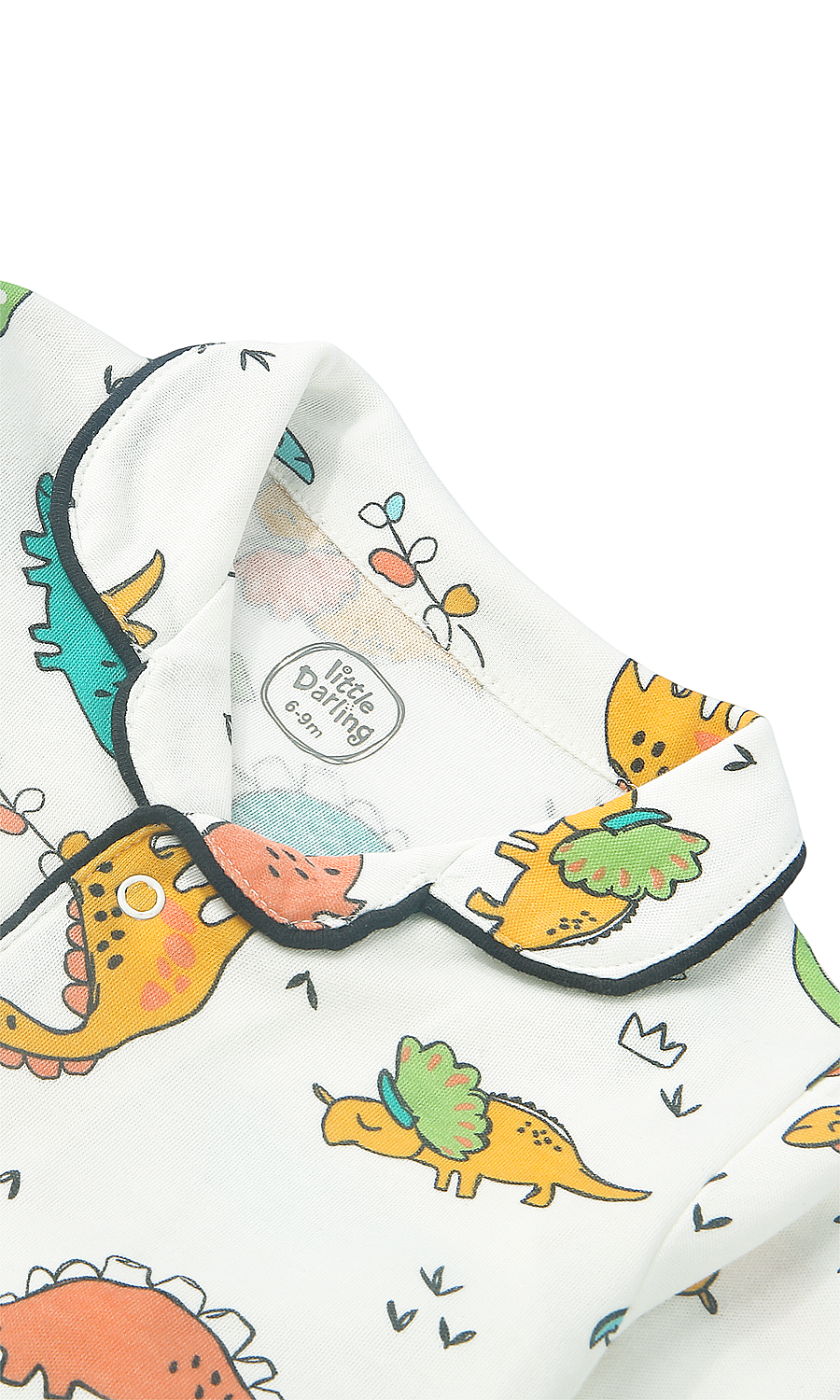 Baby Night Suit White Dinosaur Print
