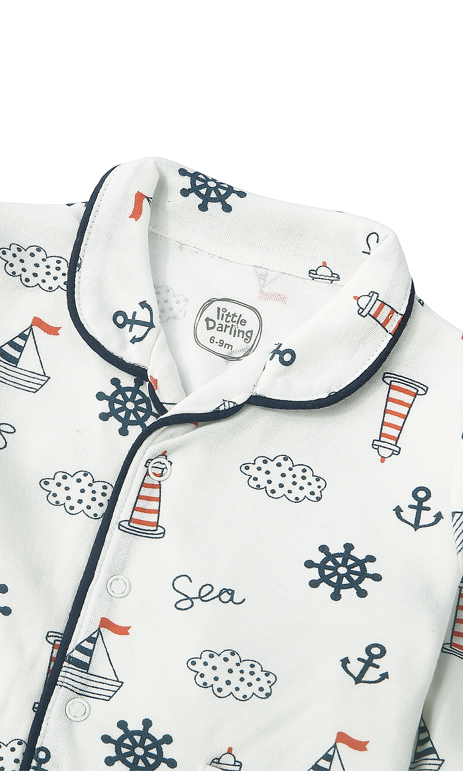 Baby Night Suit White Nautical Print