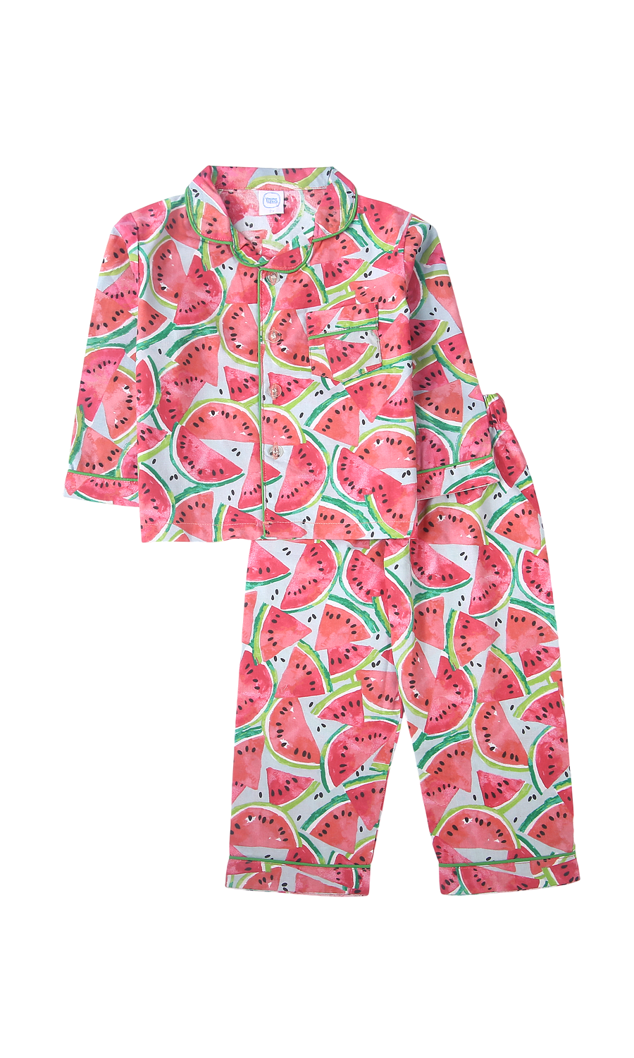 Kids Night Suit White Watermelon Print