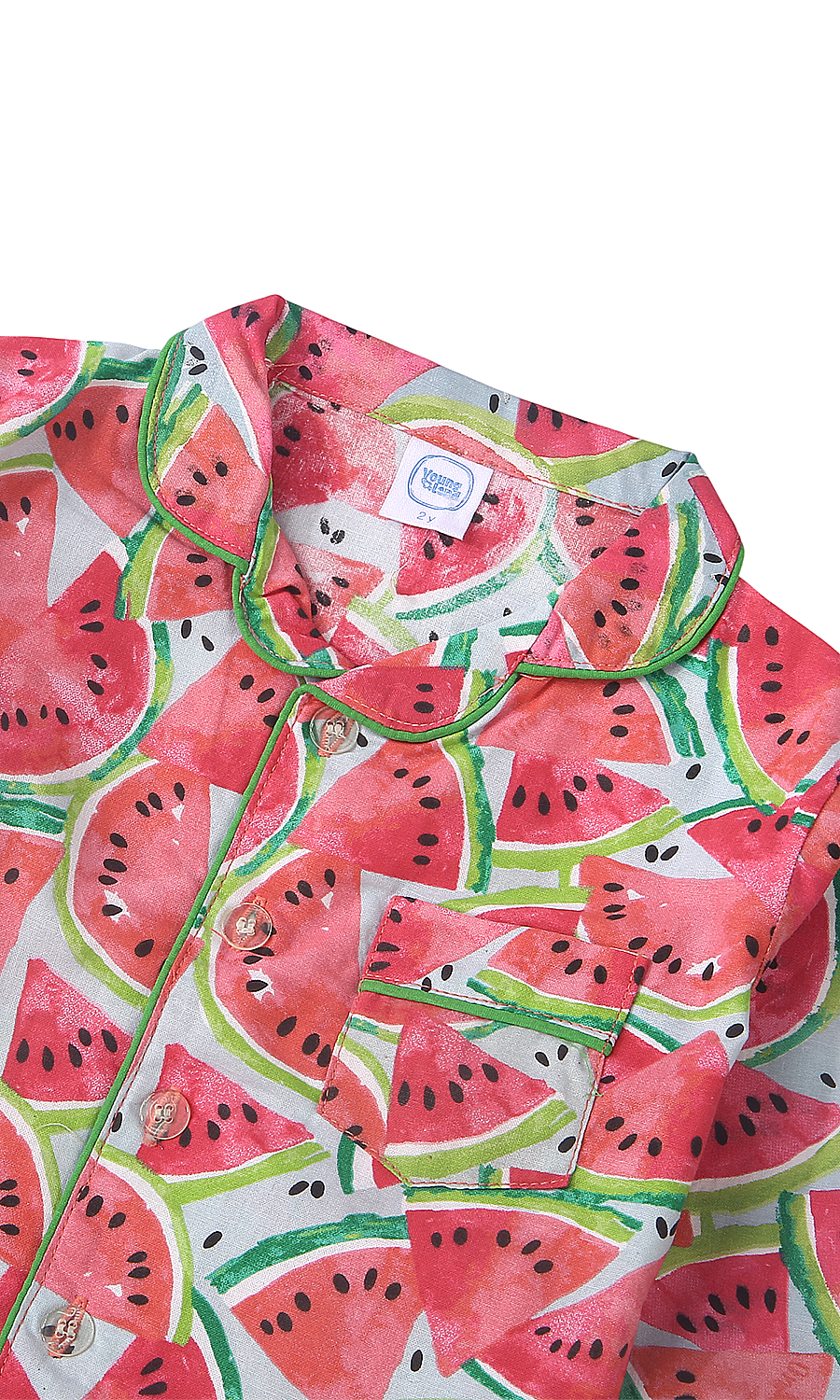 Kids Night Suit White Watermelon Print