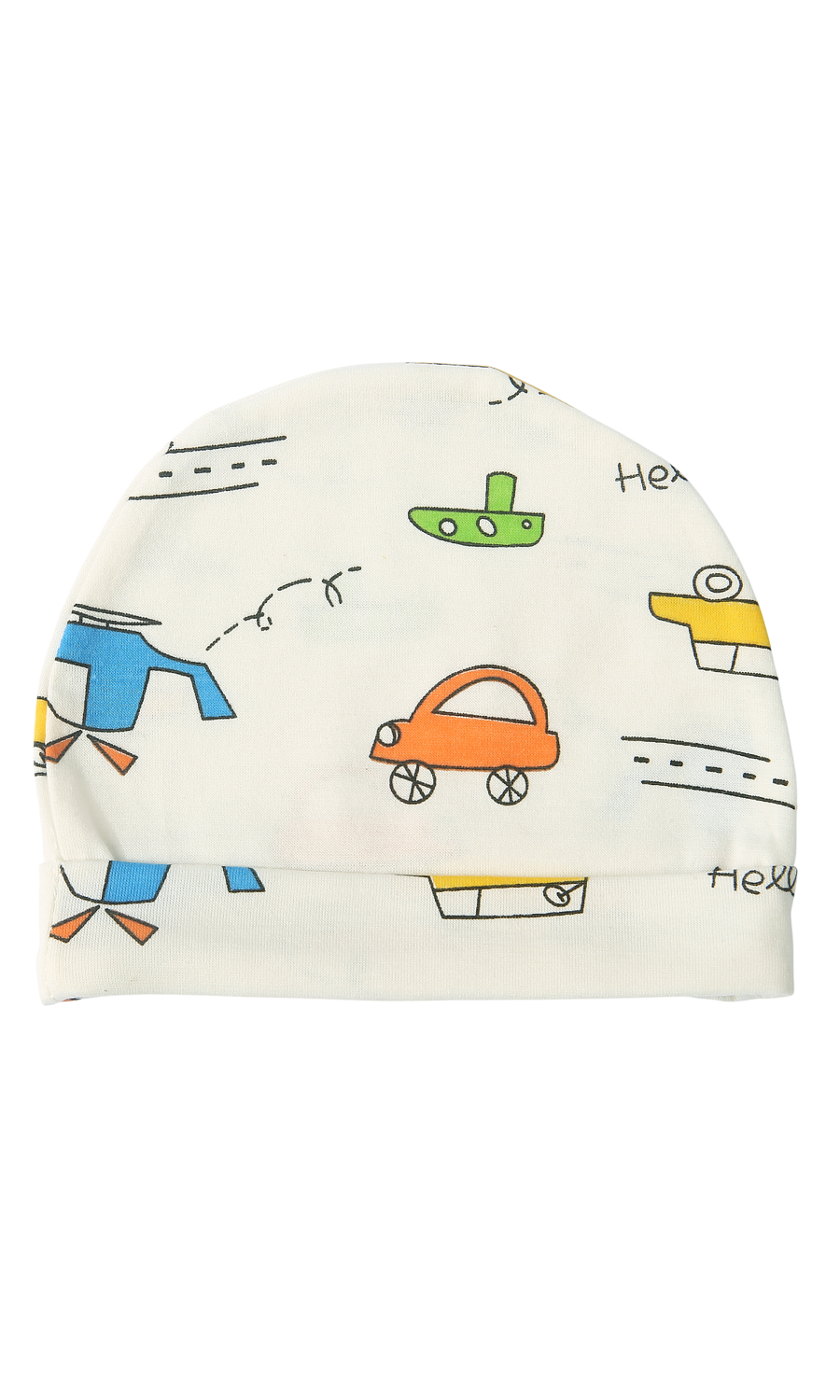 Baby Vehicle Print & Striped 6-Piece Gift Set Peach
