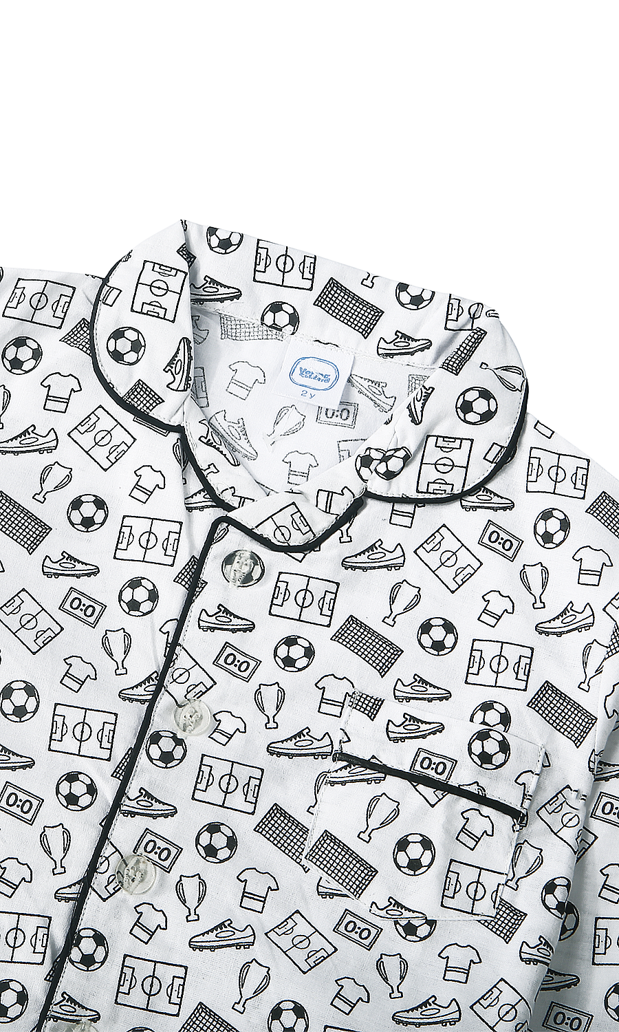 Kids Night Suit White Football Print