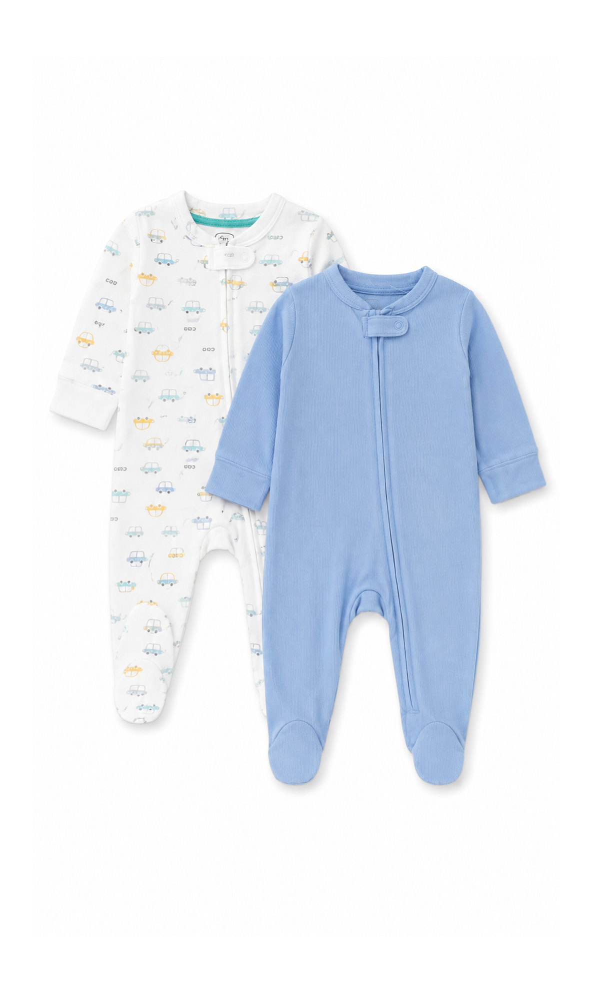 Baby Romper Sleepsuit White Car Print