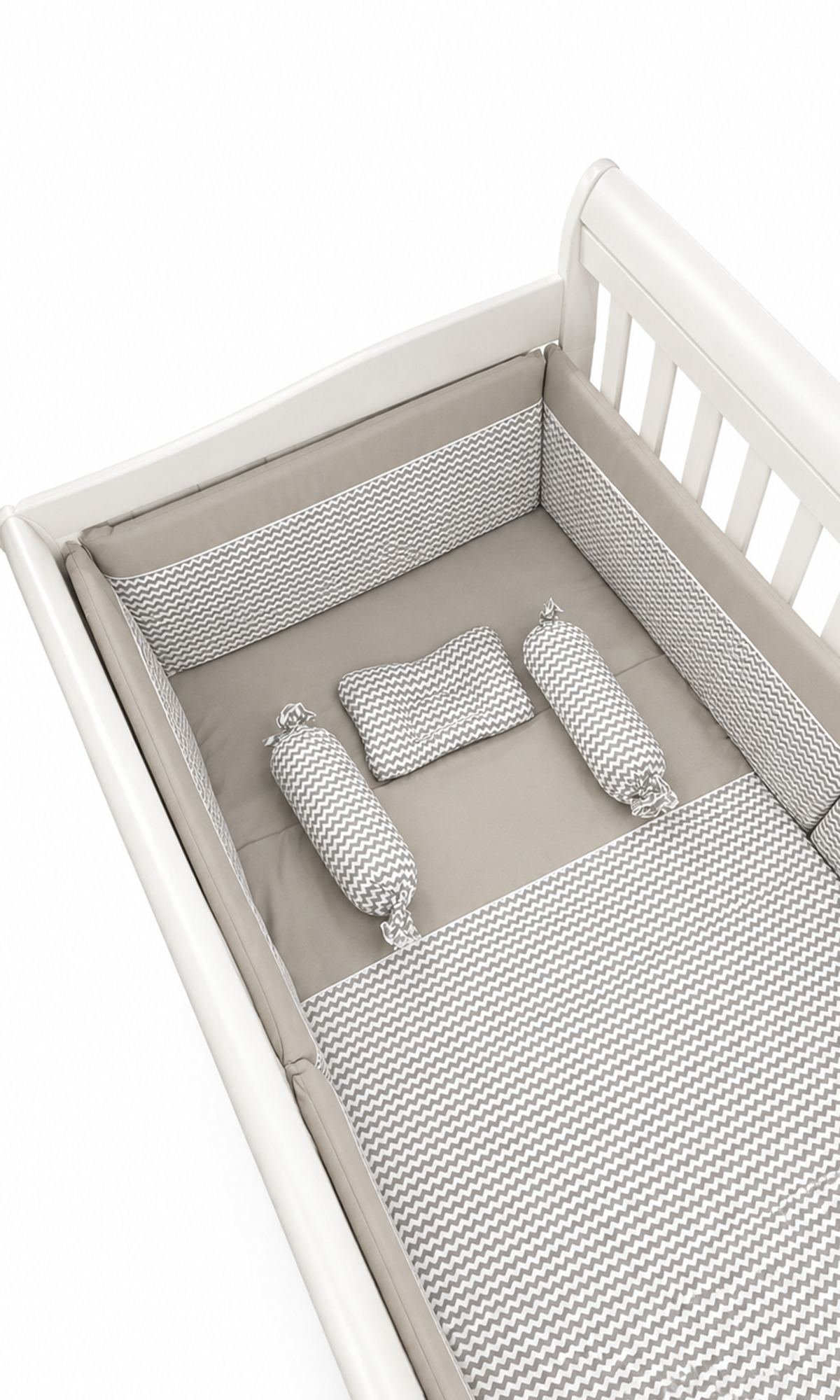 Baby Crib Bedding Set Grey Chevron Print