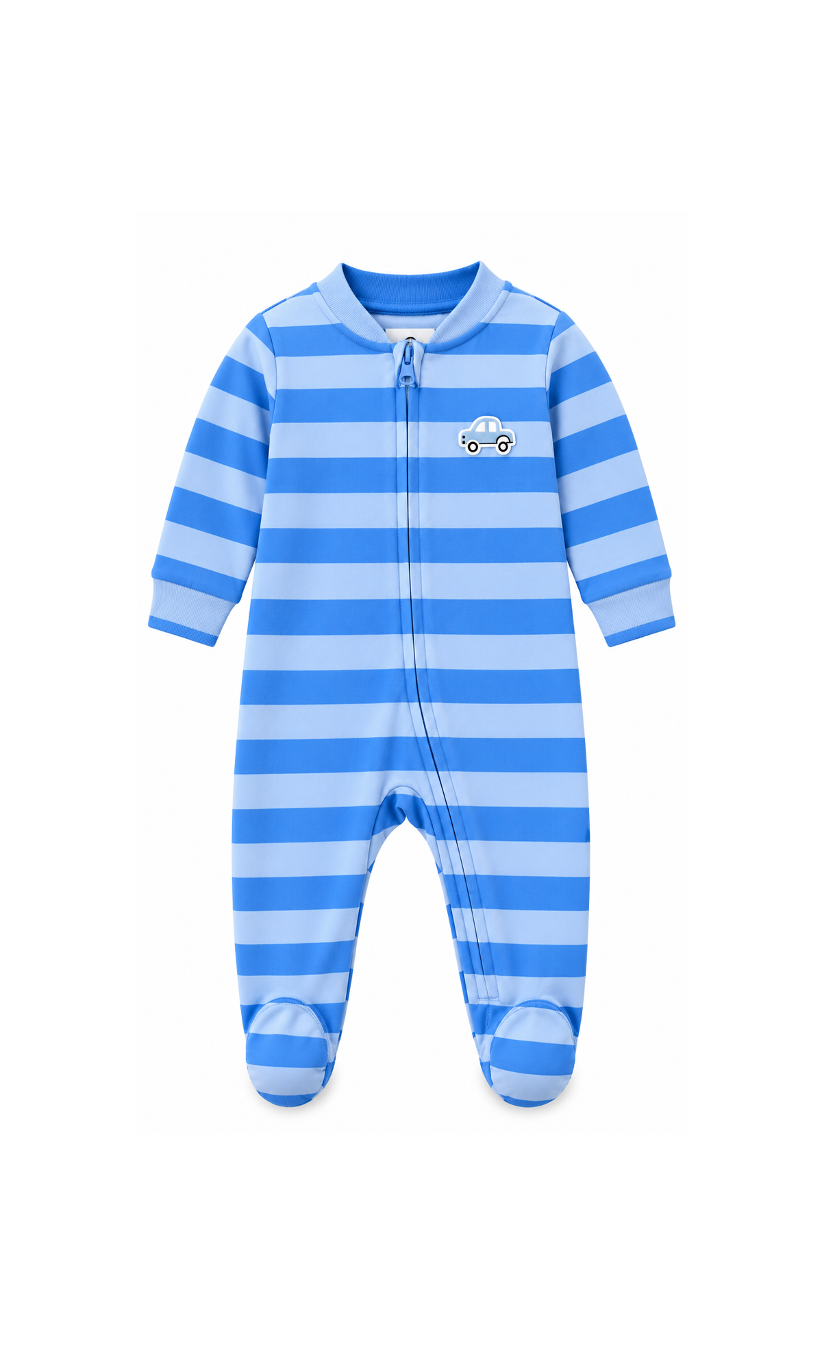 Newborn Baby Gift Set Blue & White Striped Vehicle Print