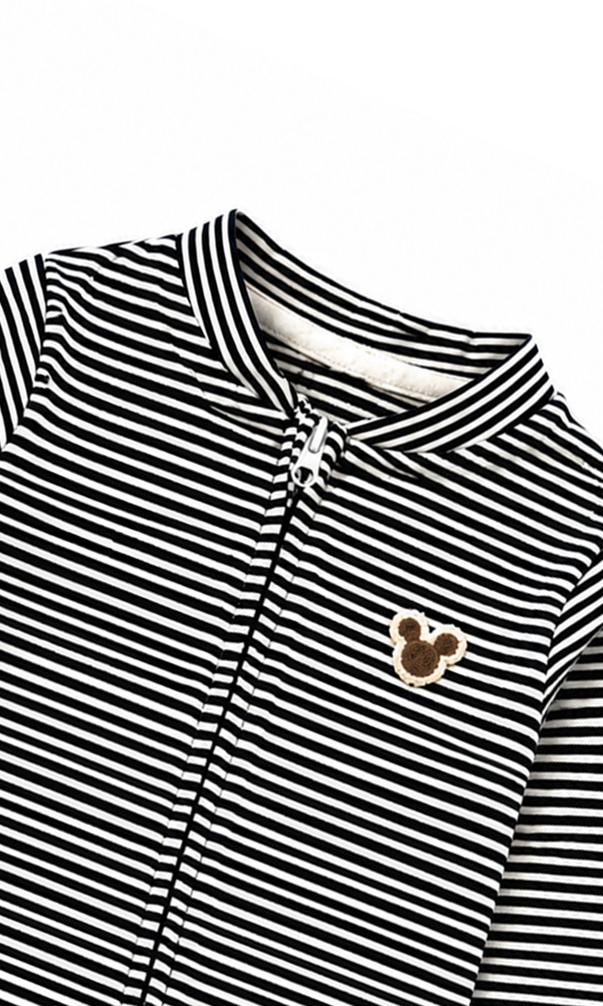 Baby Rompers Black & White Striped and Beige Bear Print Pack of 2
