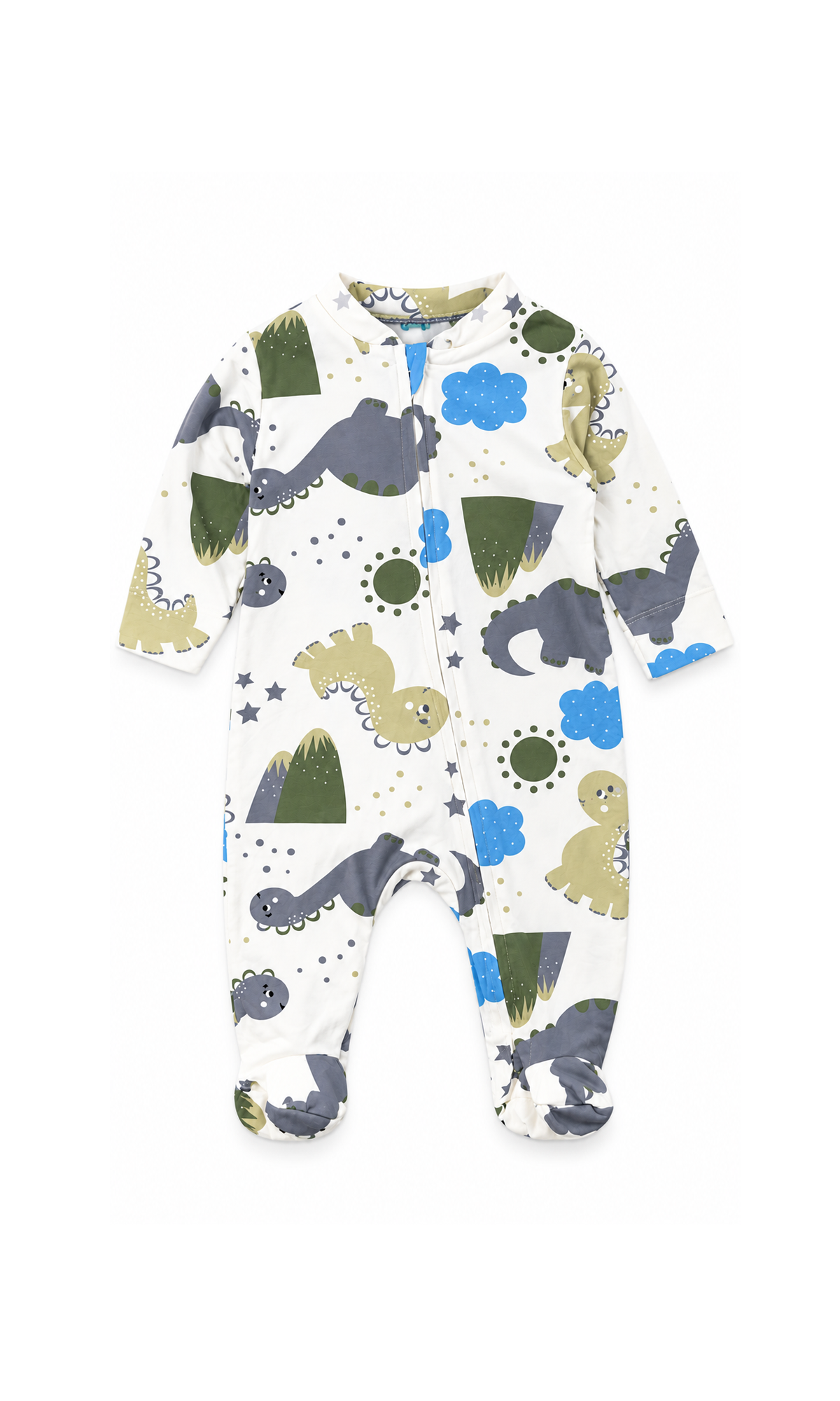 Baby Footed Rompers Multicolour Striped & Dinosaur Print Pack of 2
