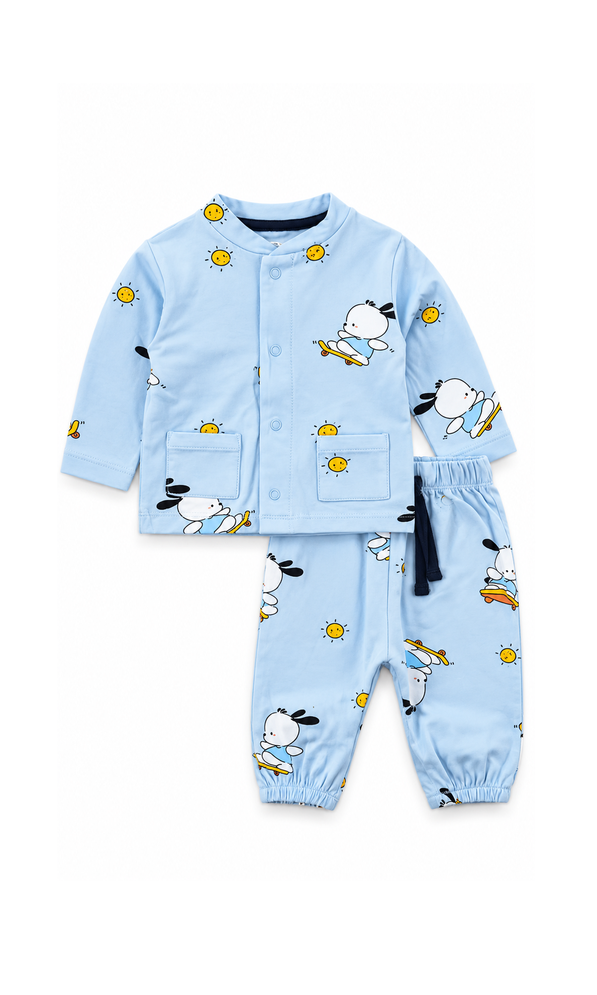 Baby Night Suit Light Blue Bunny Print