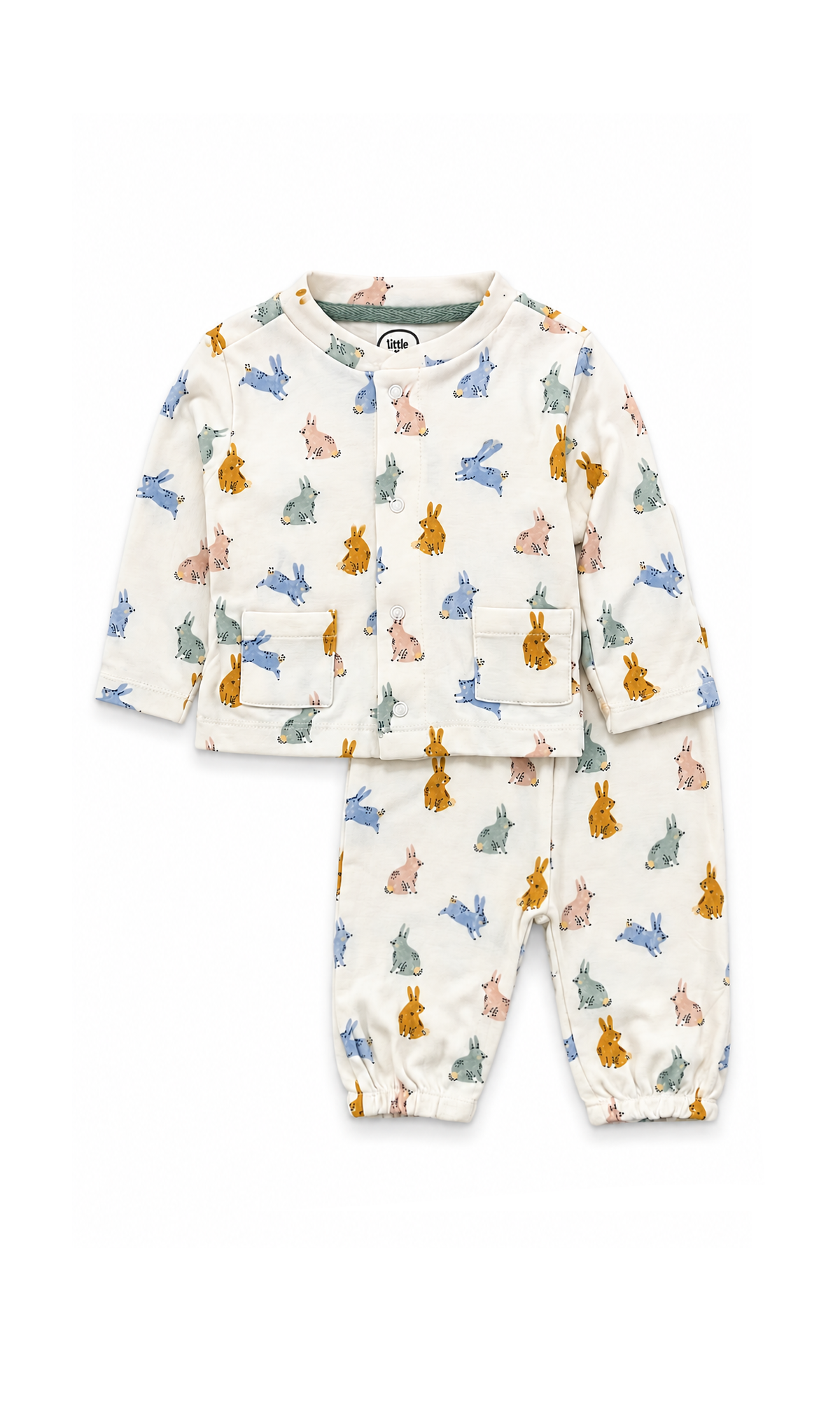 Baby Night Suit Cream Bunny Print