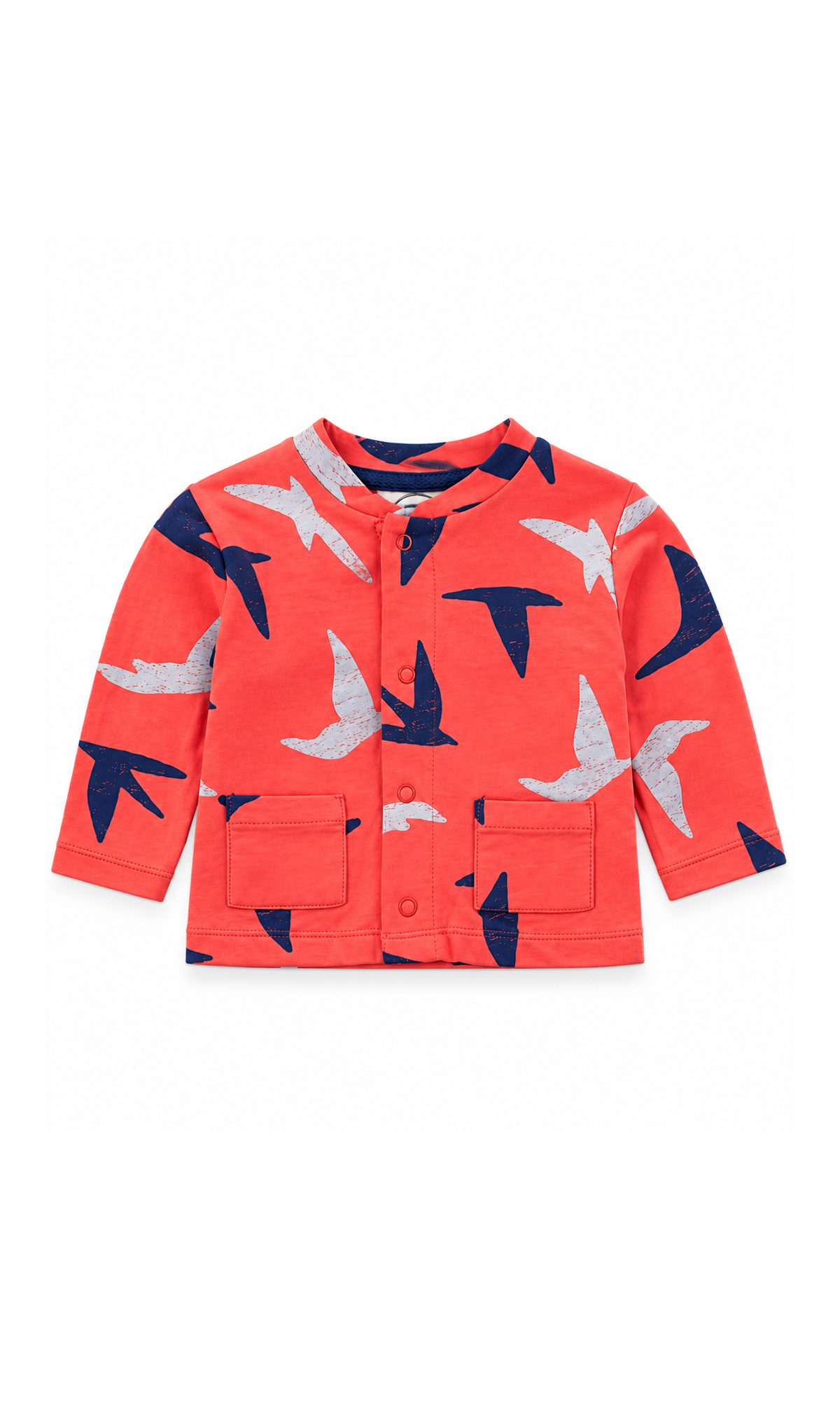 Baby Night Suit Coral Red Bird Print