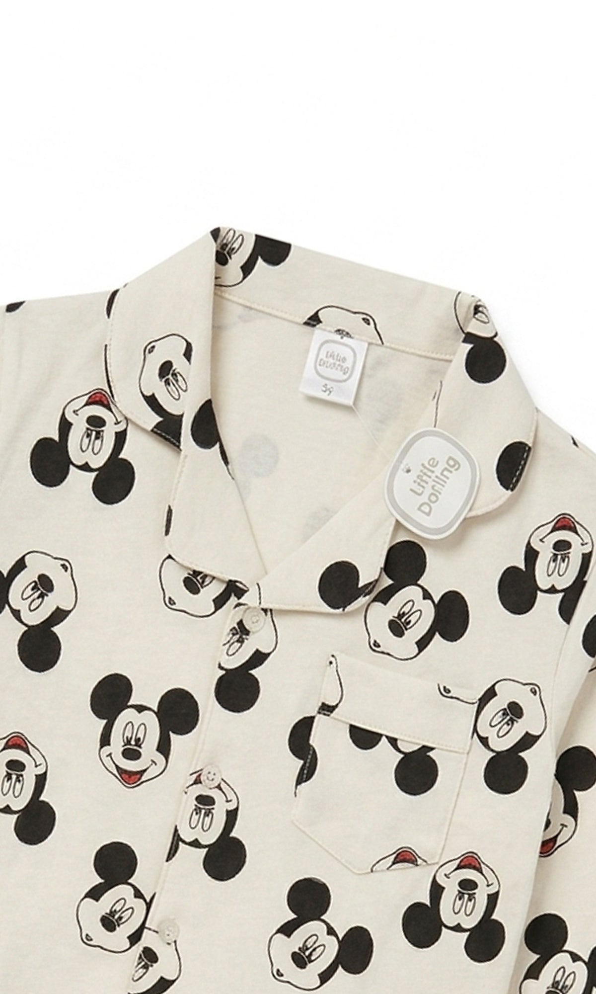 Kids Night Suit Cream Mickey Mouse Print