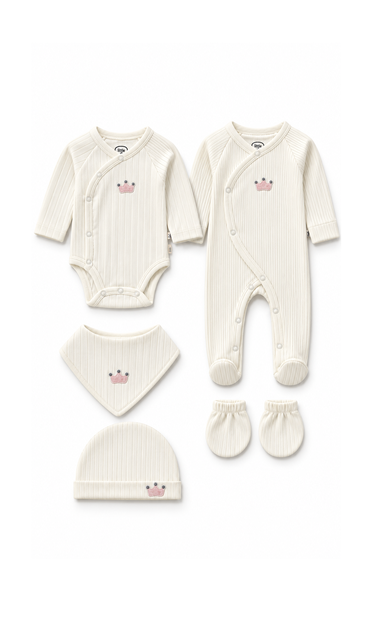 Newborn Baby Gift Set Cream Ribbed Crown Design
