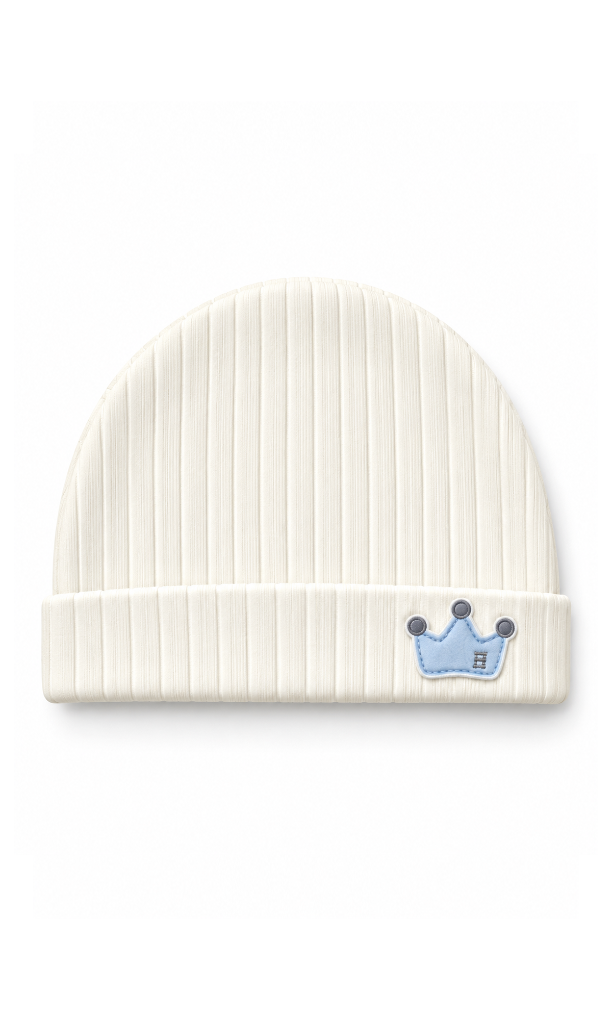 Newborn Baby Gift Set Cream Ribbed Blue Crown Design