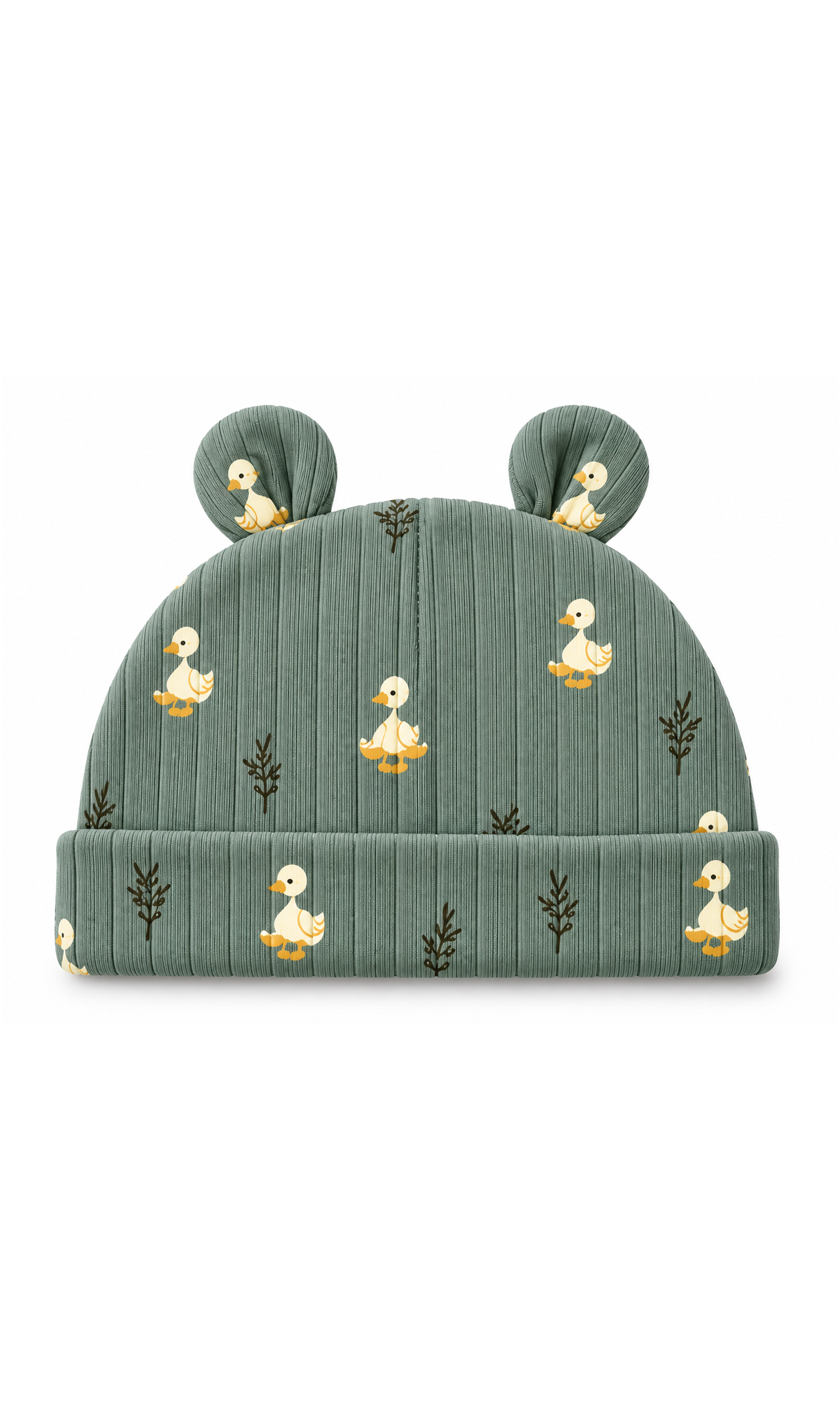 Newborn Baby Gift Set Sage Green Ribbed Duck Print