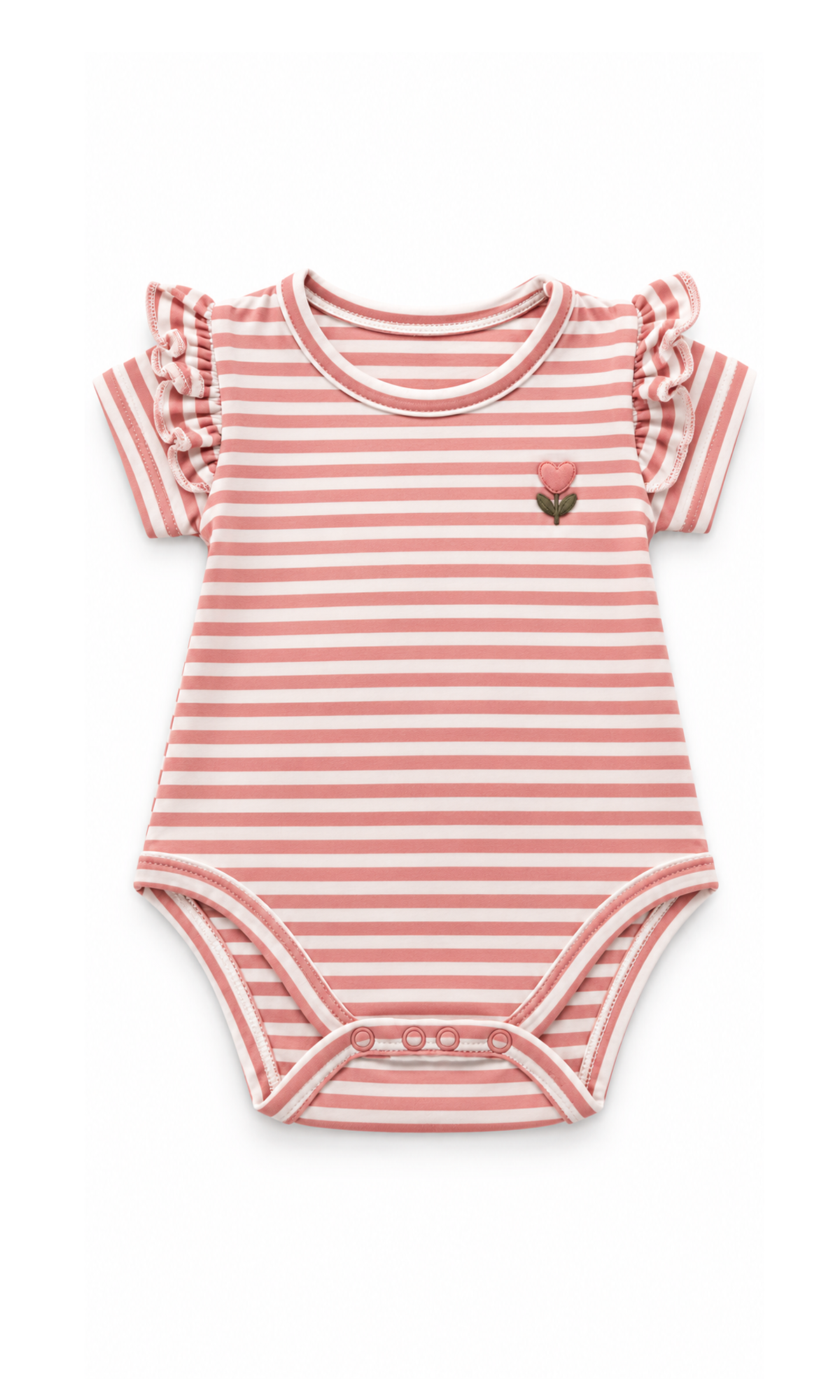 Baby Girls Ruffle Bodysuits 2-Pack Pink Striped and Solid
