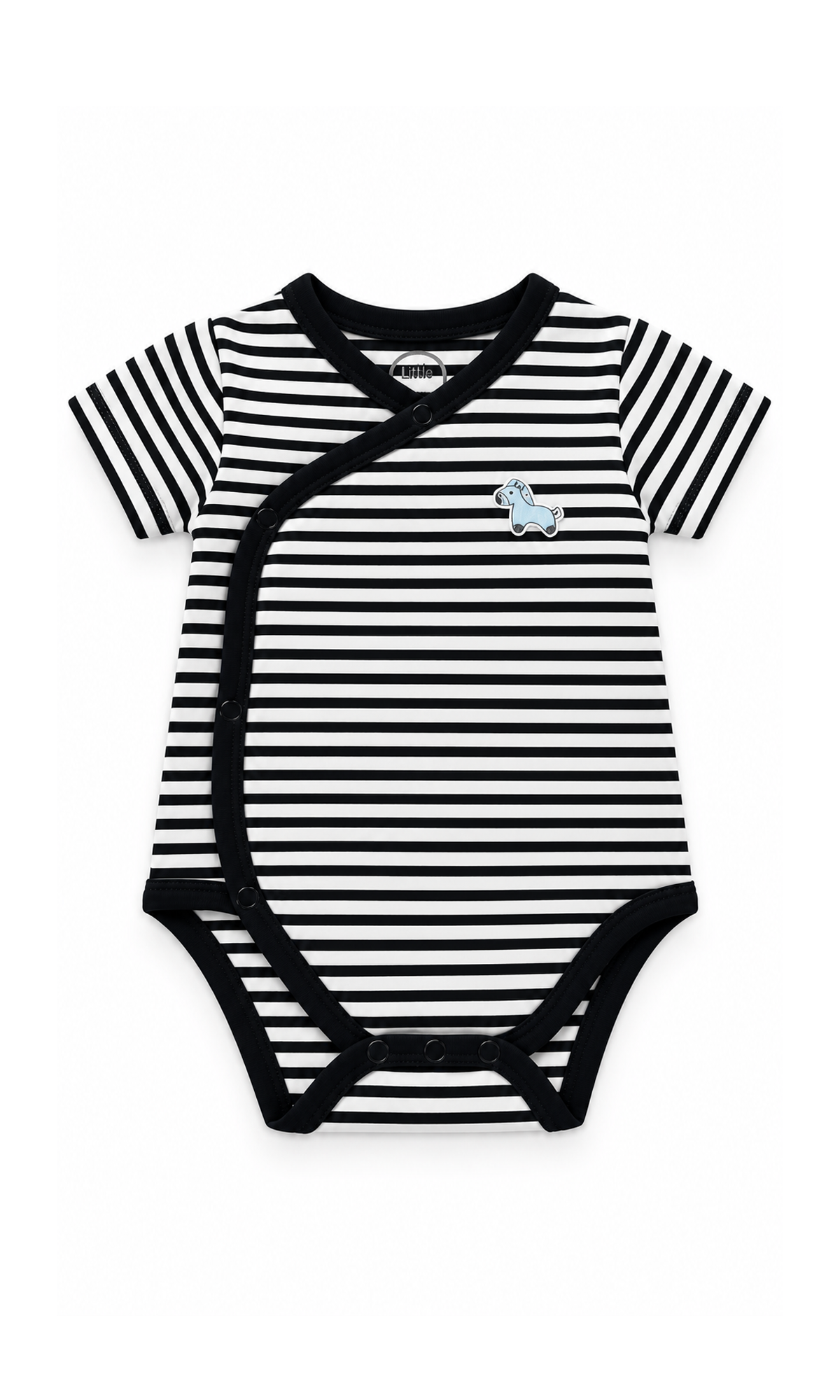 Baby Wrap Bodysuits 2-Pack Black and White Striped Animal Detail
