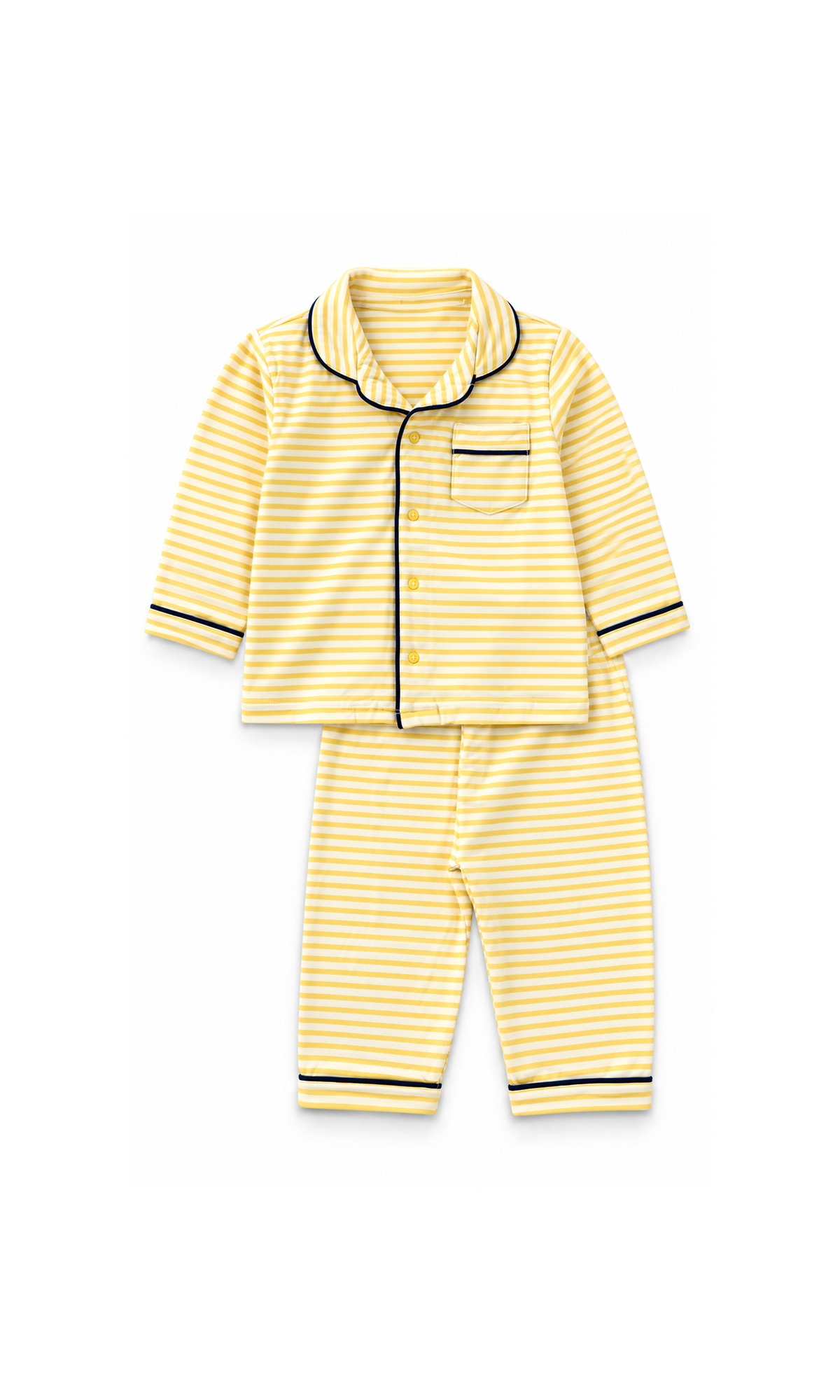 Kids Striped 2-Piece Night Suit Yellow