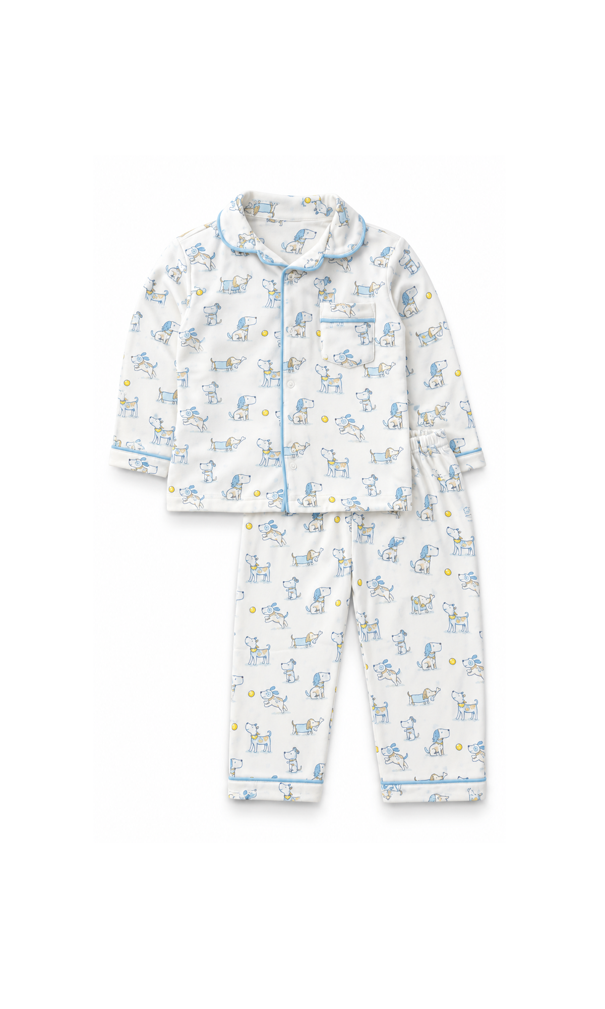 Kids Puppy Print 2-Piece Night Suit White