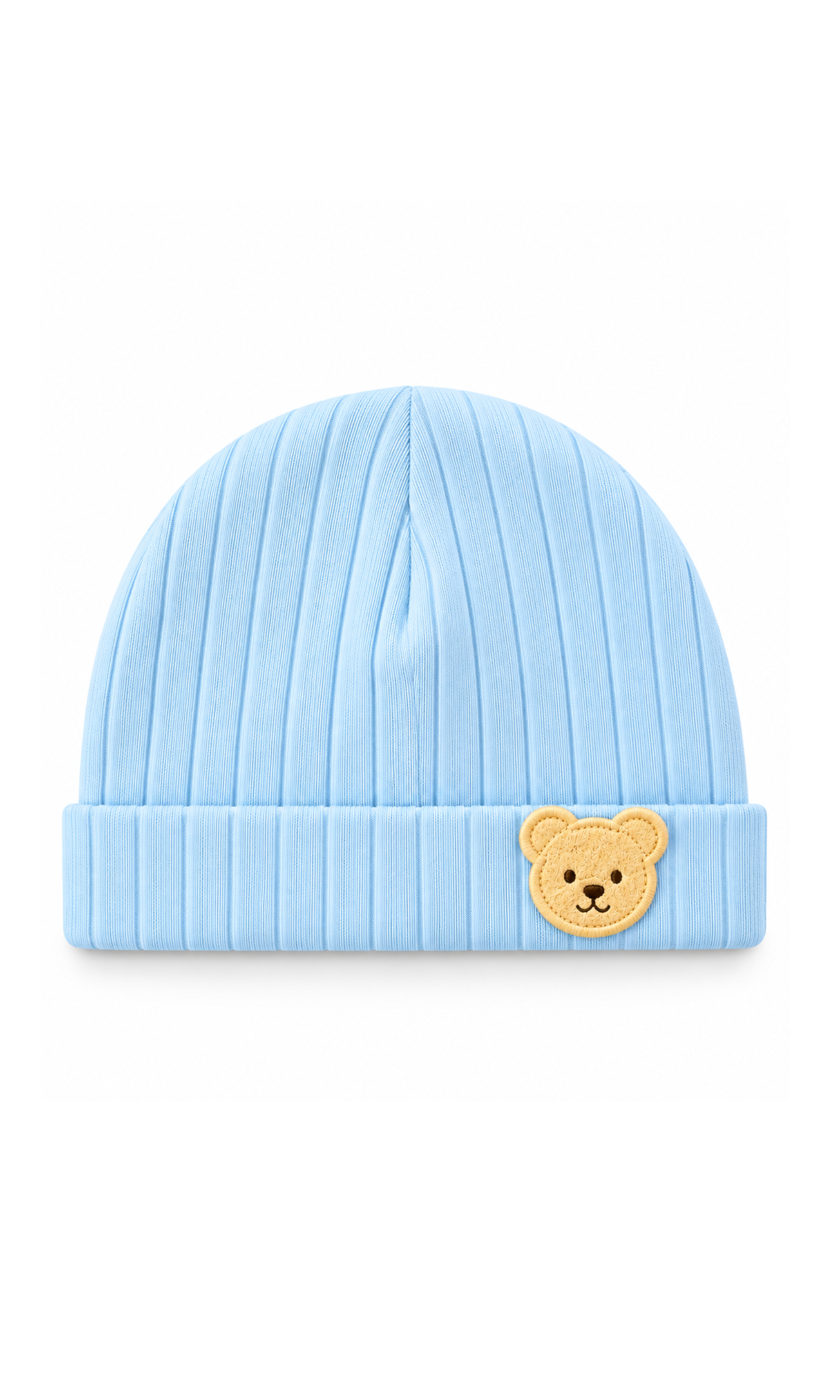 Baby Ribbed Cotton 5-Piece Suit Set Blue Teddy Bear Patch