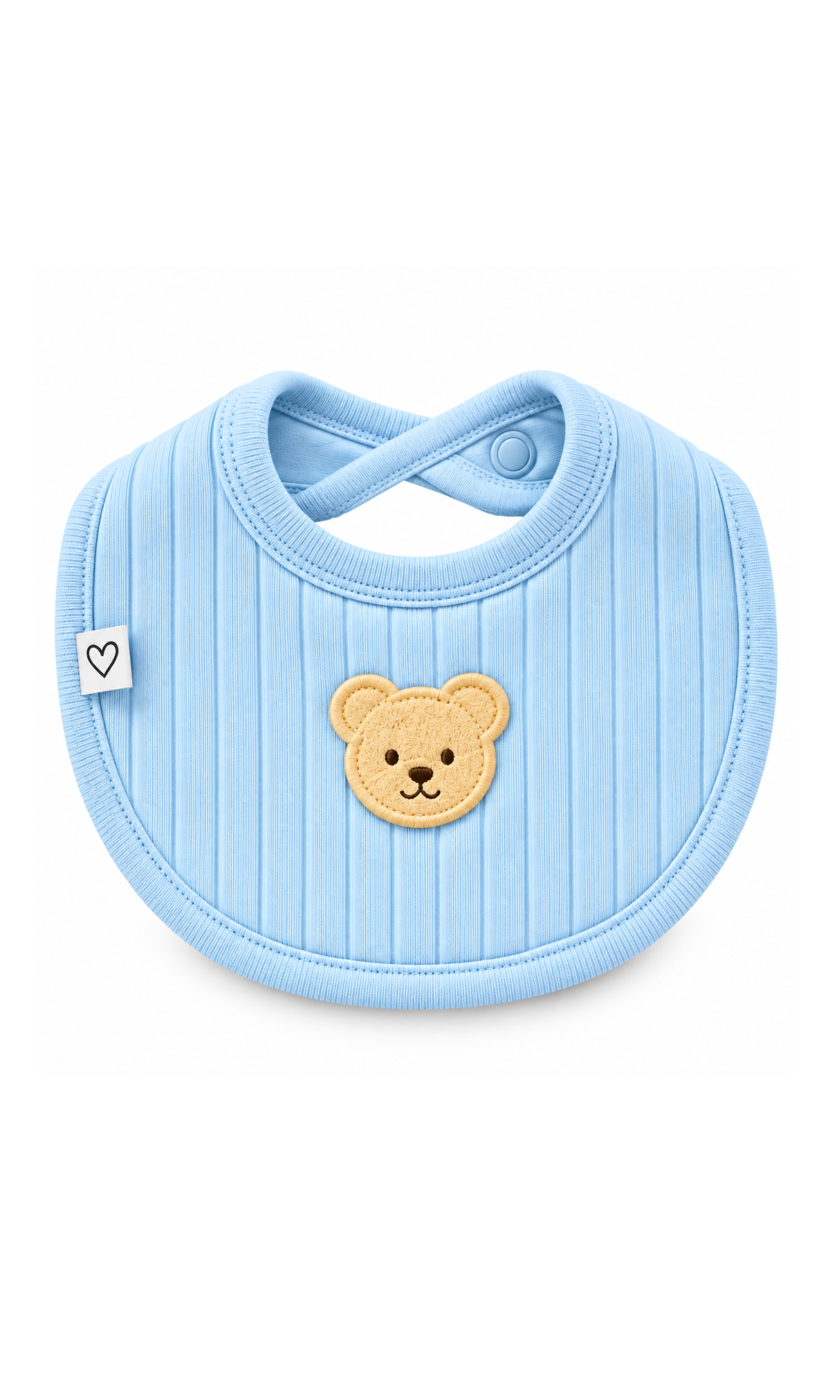 Baby Ribbed Cotton 5-Piece Suit Set Blue Teddy Bear Patch