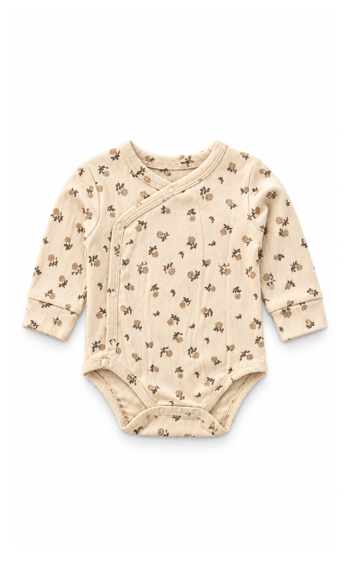 Baby Ribbed Cotton 5-Piece Suit Set Beige Floral Print
