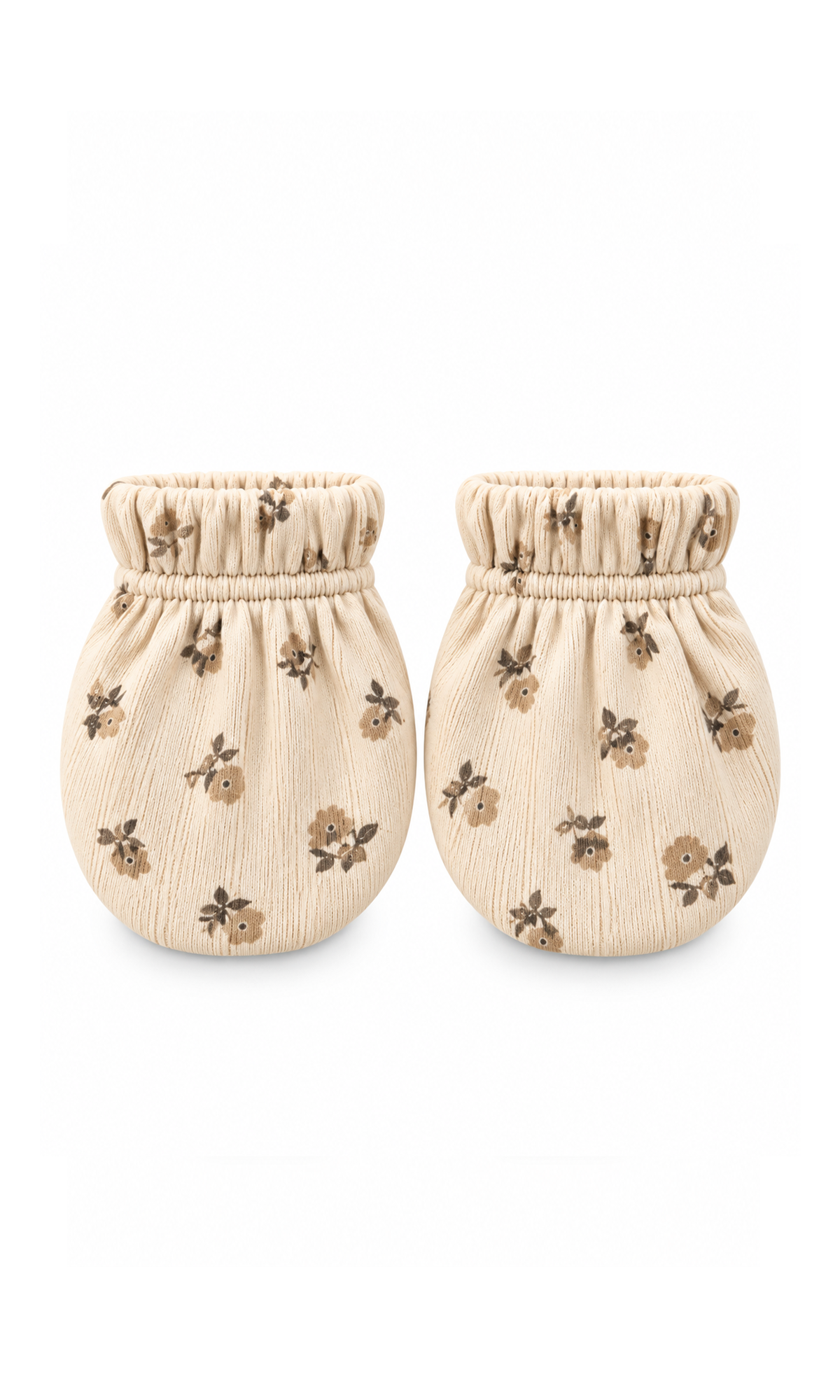 Baby Ribbed Cotton 5-Piece Suit Set Beige Floral Print