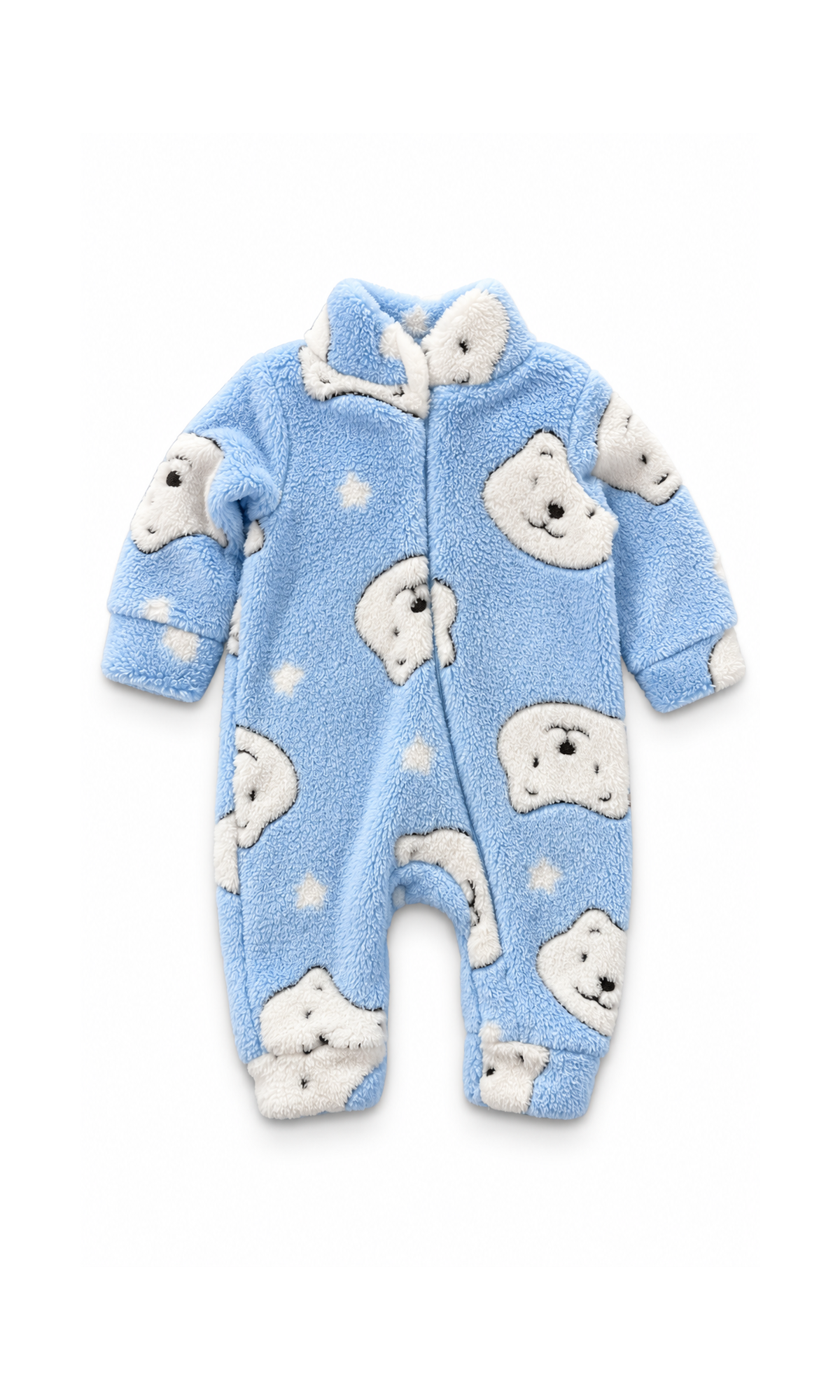 Baby Boys Fleece Romper Blue Polar Bear Print