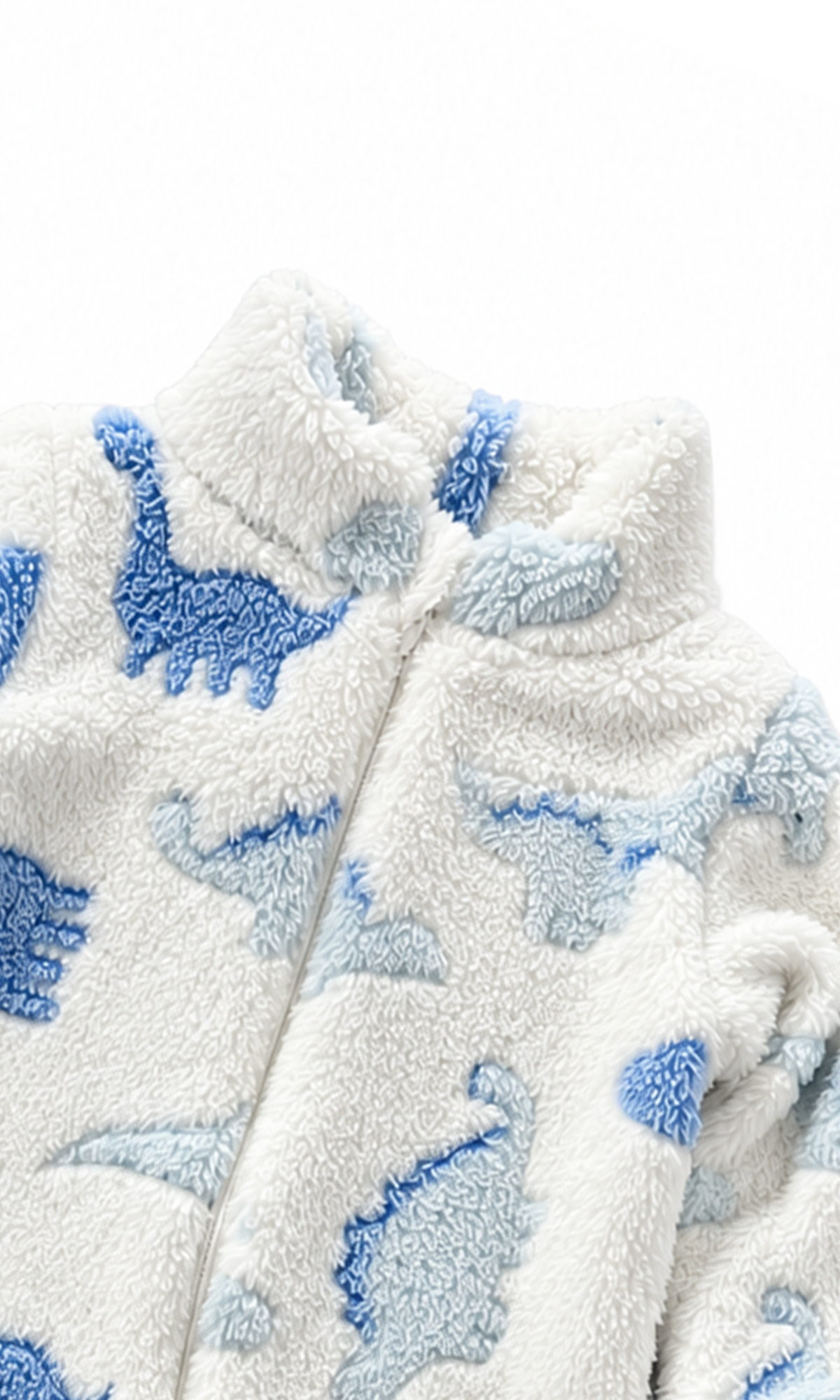 Baby Boys Fleece Romper Off White Dinosaur Print