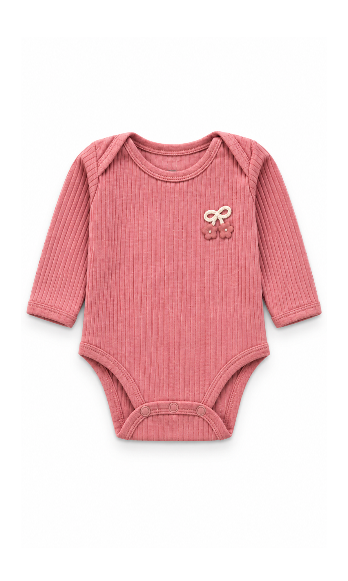 Baby Long-Sleeve Bodysuits 2-Pack Pink and Cream Cherry Design