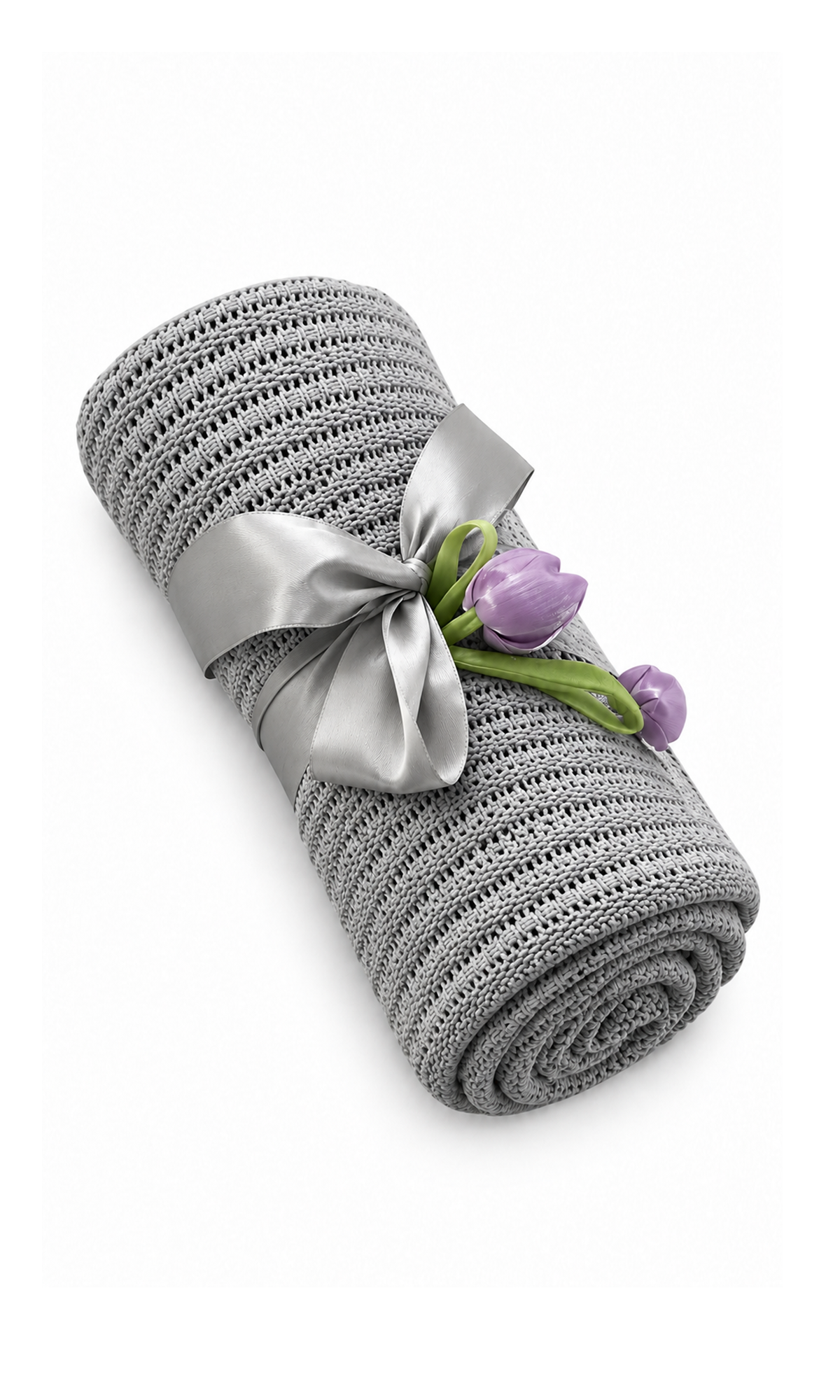 Knitted Baby Blanket & Wrap Grey