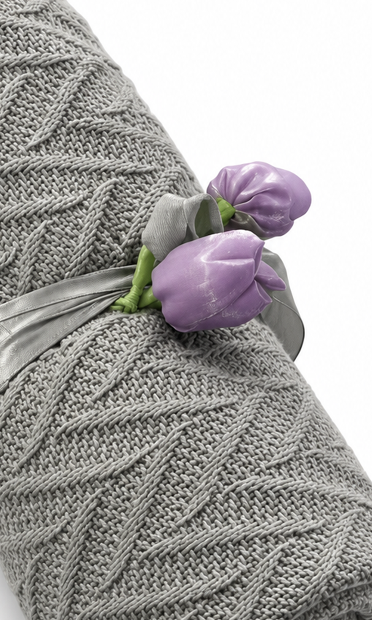 Knitted Baby Blanket & Wrap Grey