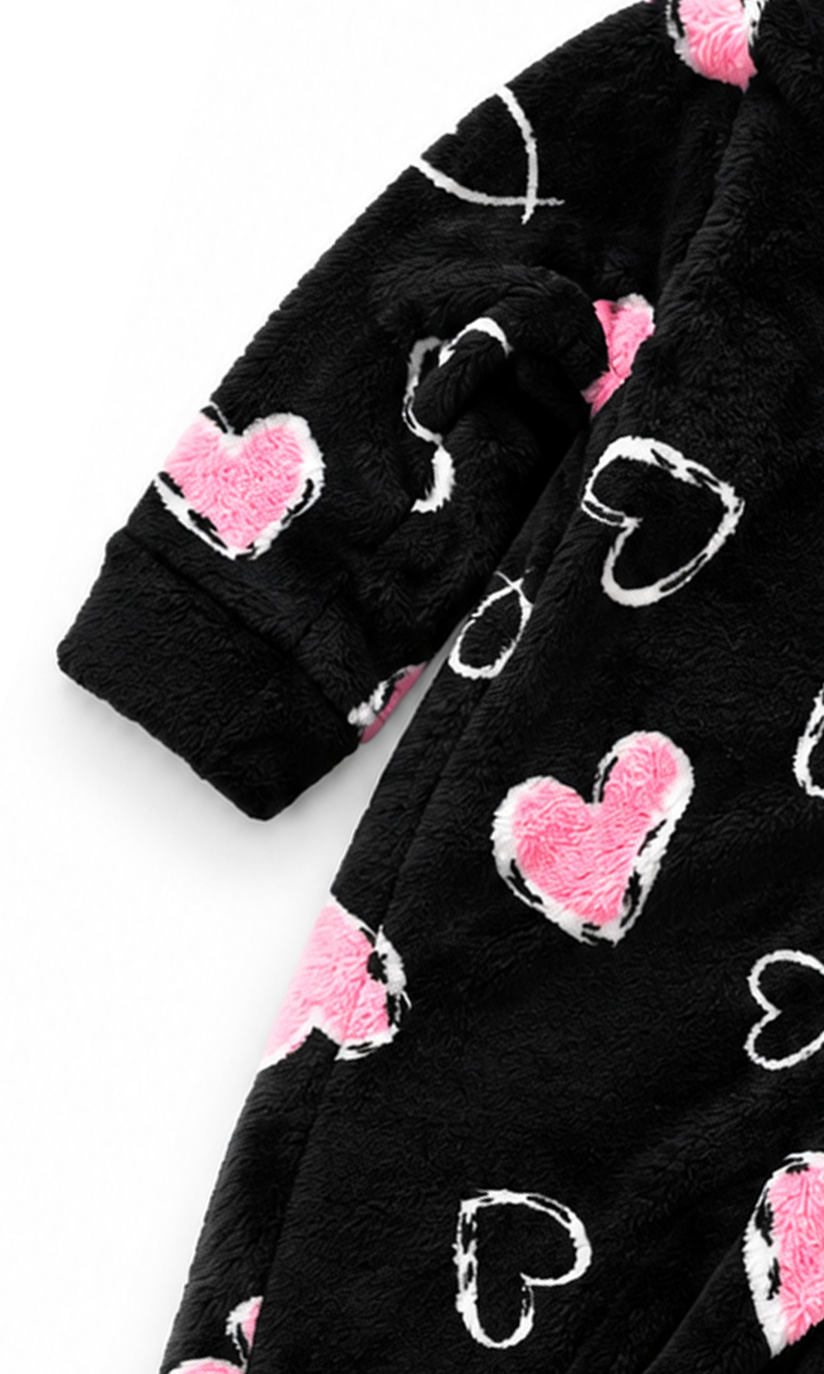 Baby Zip-Up Romper Black Heart Print