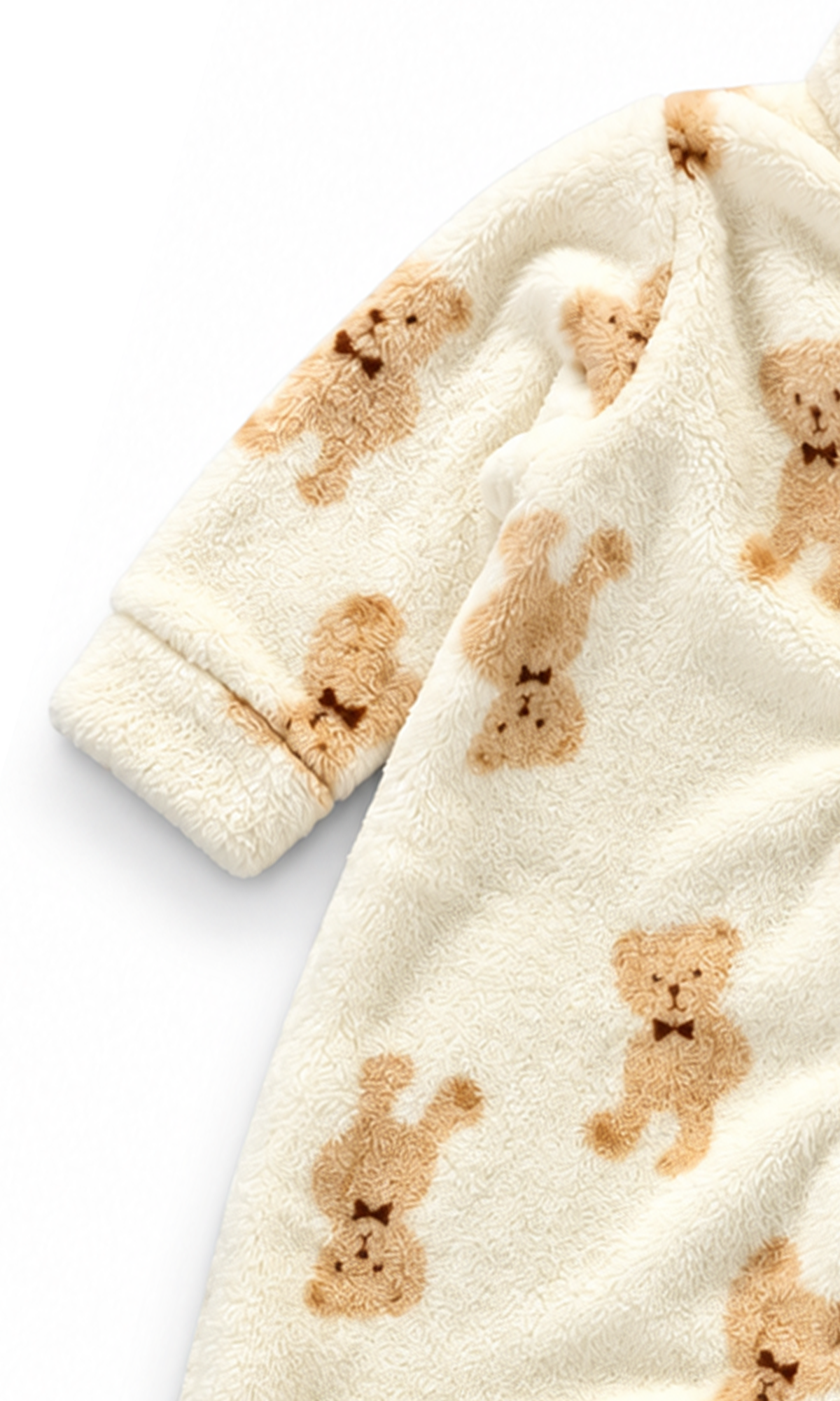 Baby Footed Zip-Up Romper Cream Teddy Bear Print