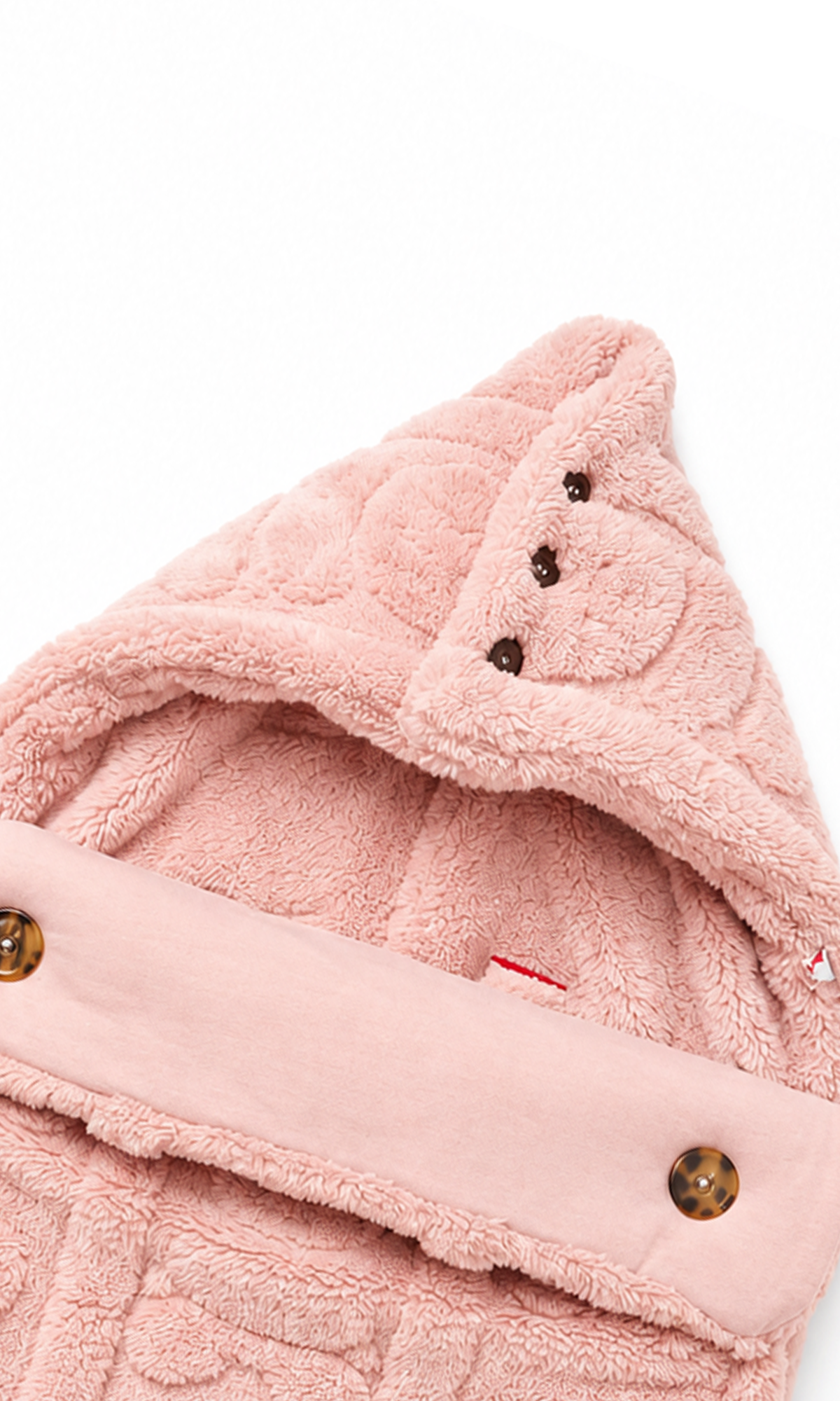 Baby Hooded Carry Nest Pink Teddy Print