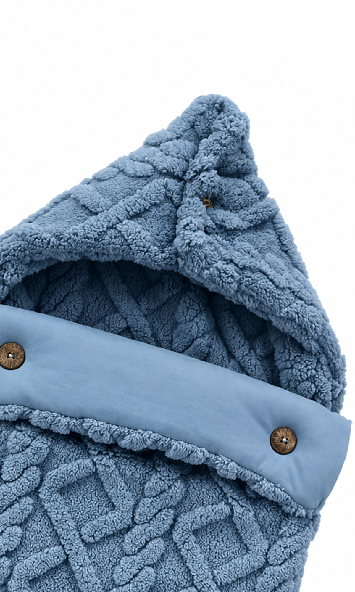 Baby Cable Knit Hooded Carry Nest Blue
