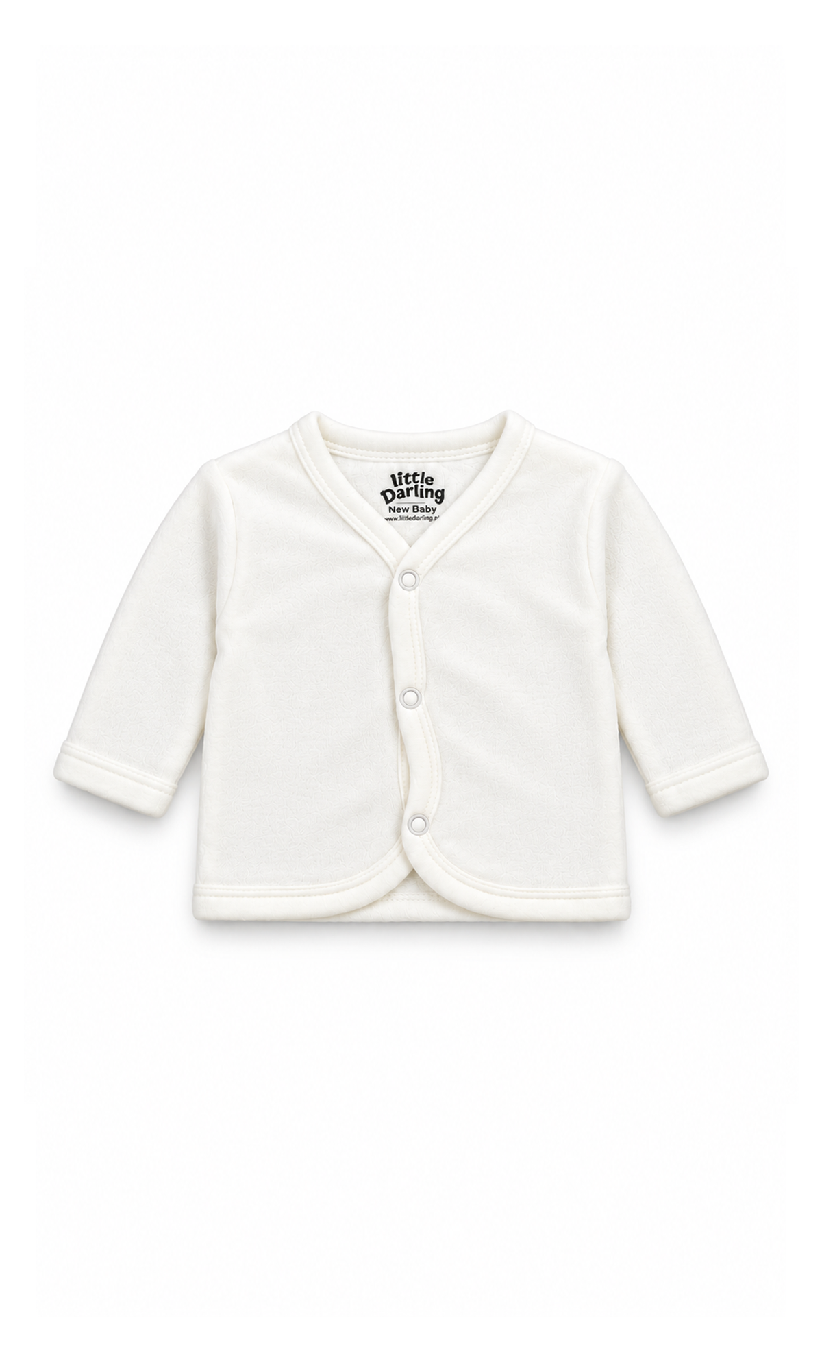 Baby Long Sleeve Button-Front Vest Pack of 2 White Plain