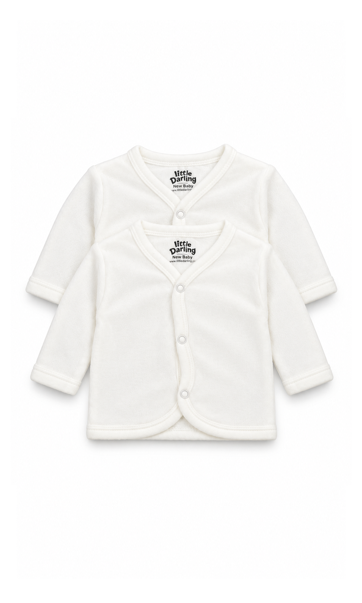 Baby Long Sleeve Button-Front Vest Pack of 2 White Plain