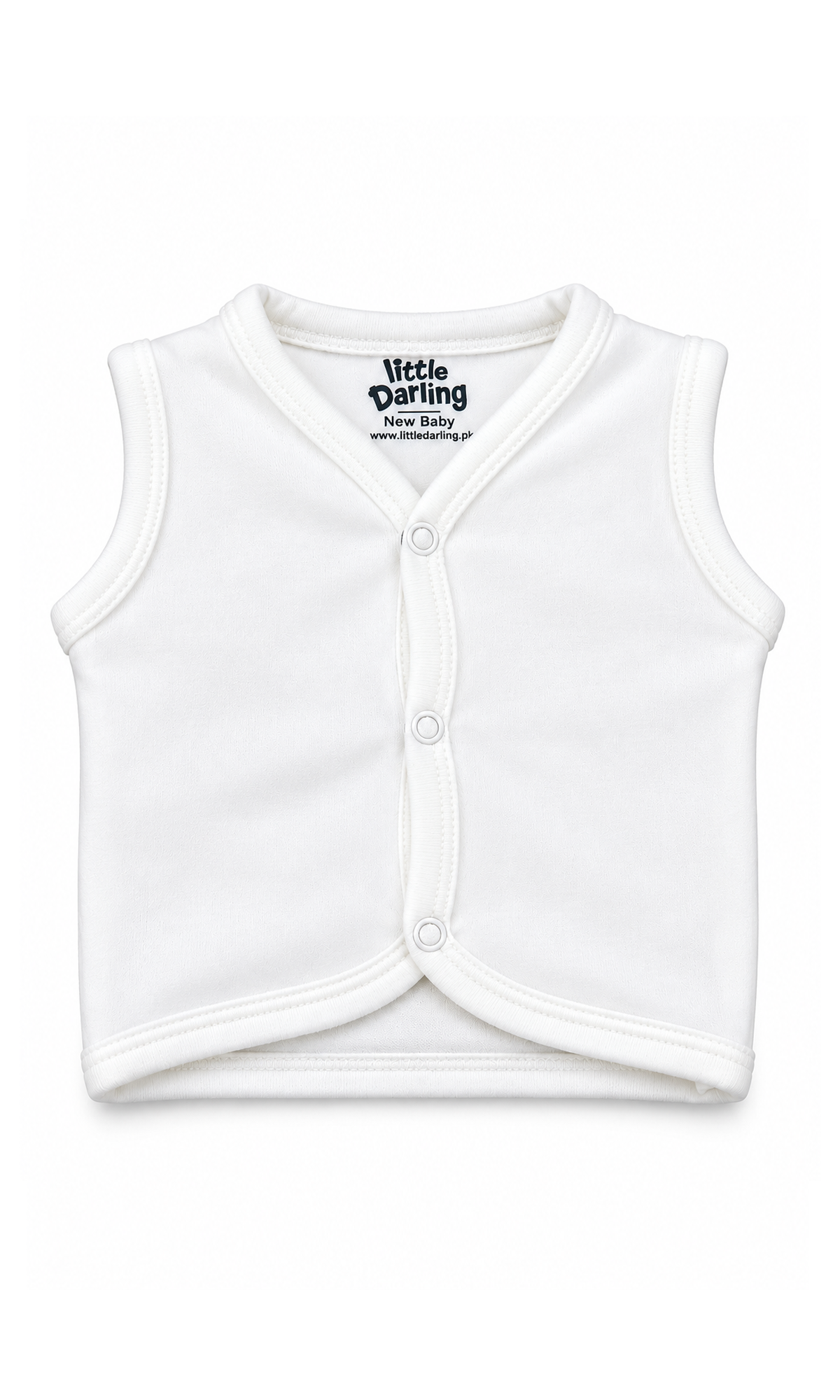 Baby Sleeveless Button-Front Vest Pack of 2 White Plain