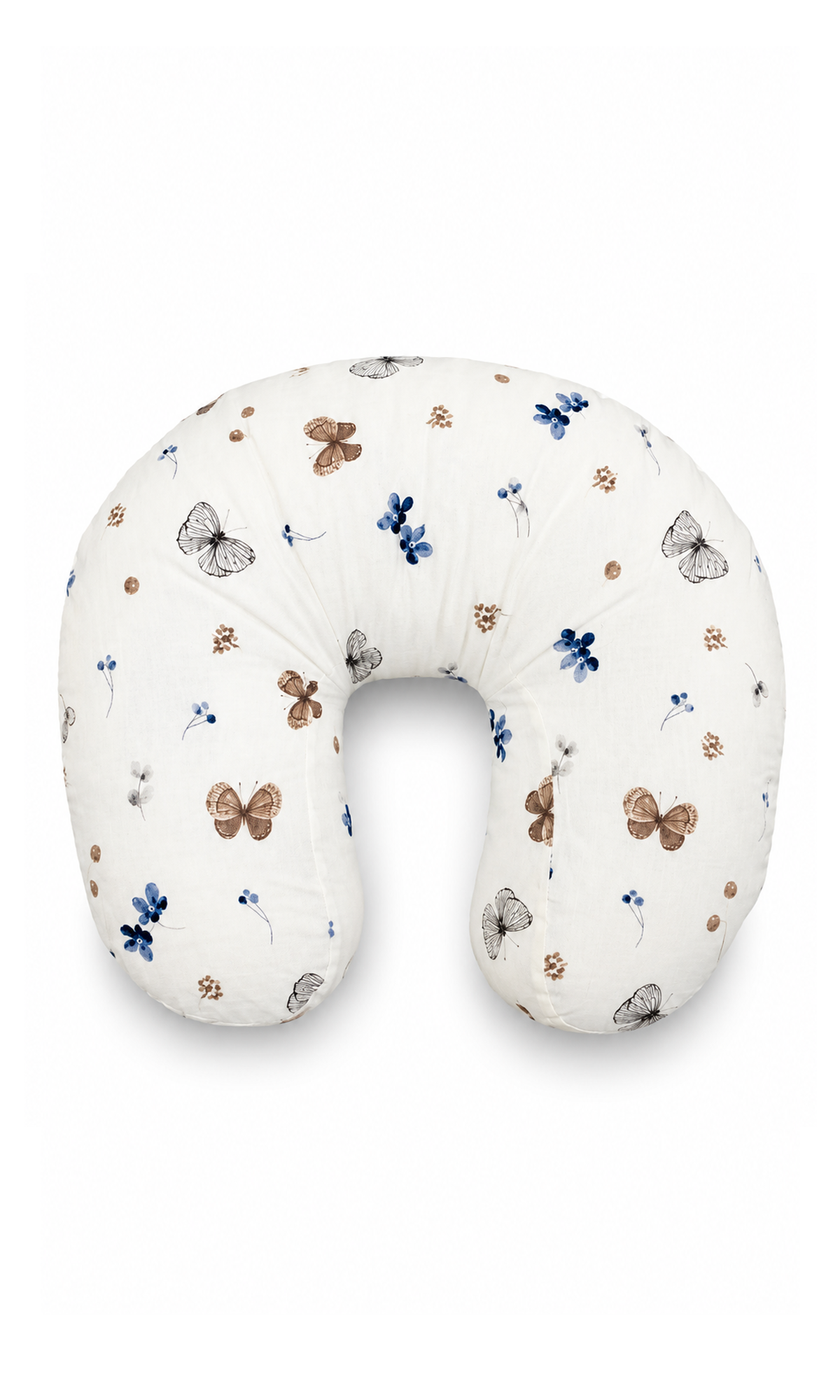 U-Shaped Nursing Pillow White Butterfly Floral Print