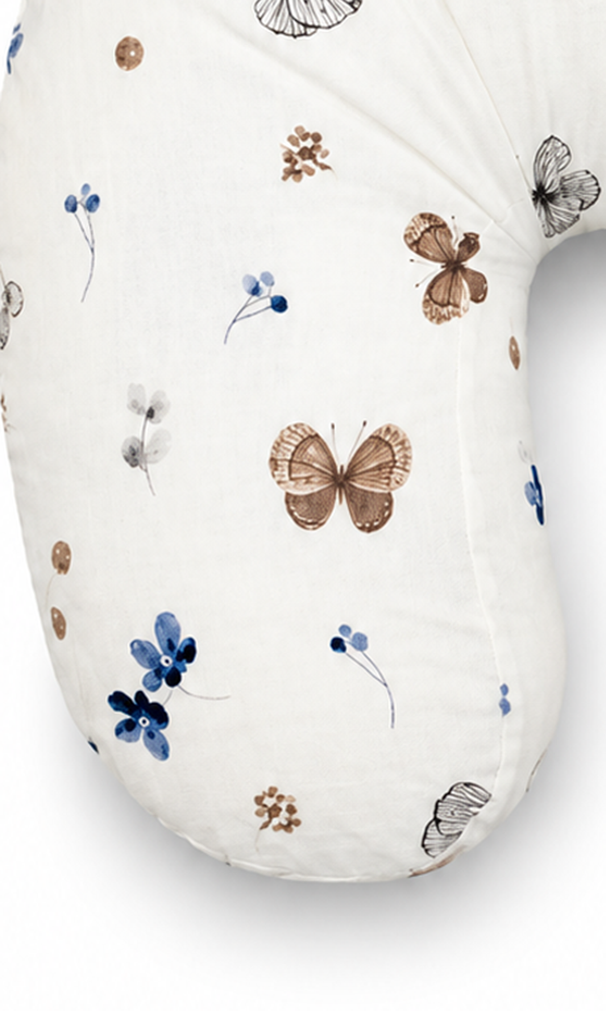 U-Shaped Nursing Pillow White Butterfly Floral Print