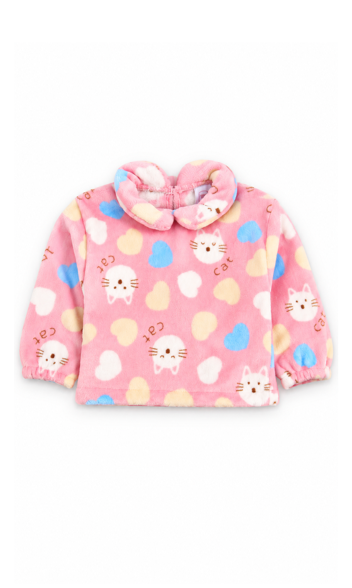 Girls 2-Piece Suit Pink Cat & Heart Print