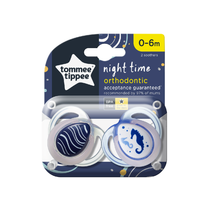 Night Time Soother 2-PK With Case Tommee Tippee 0-6M -433372