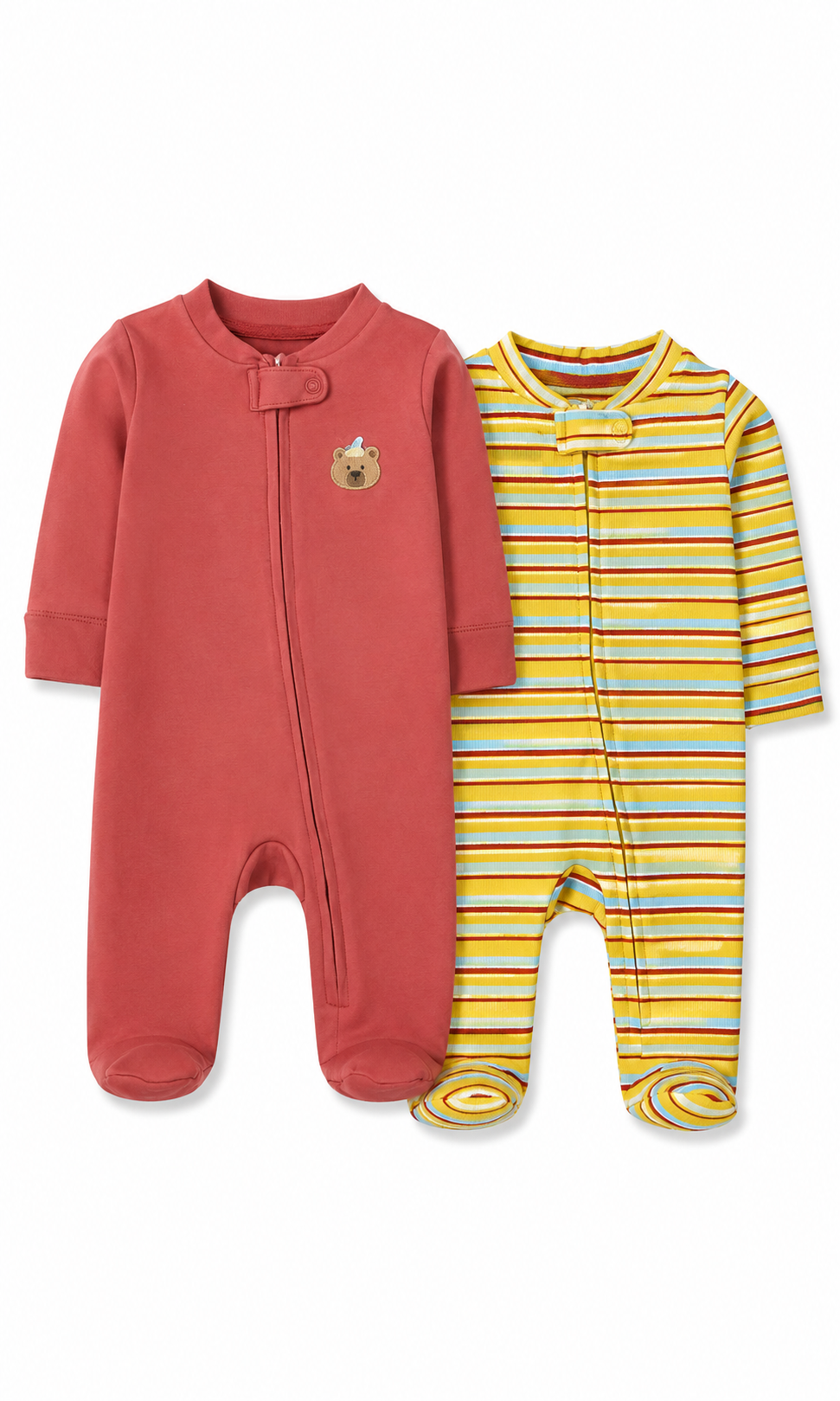 Baby Boys Romper Pack of 2 Rust Yellow Striped