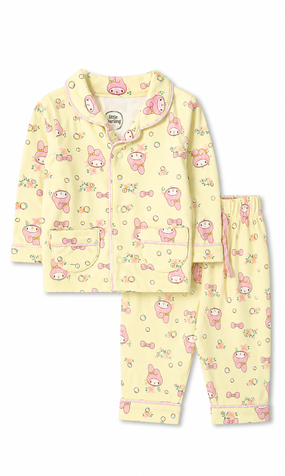 Baby Night Suit Yellow Cute Character Print