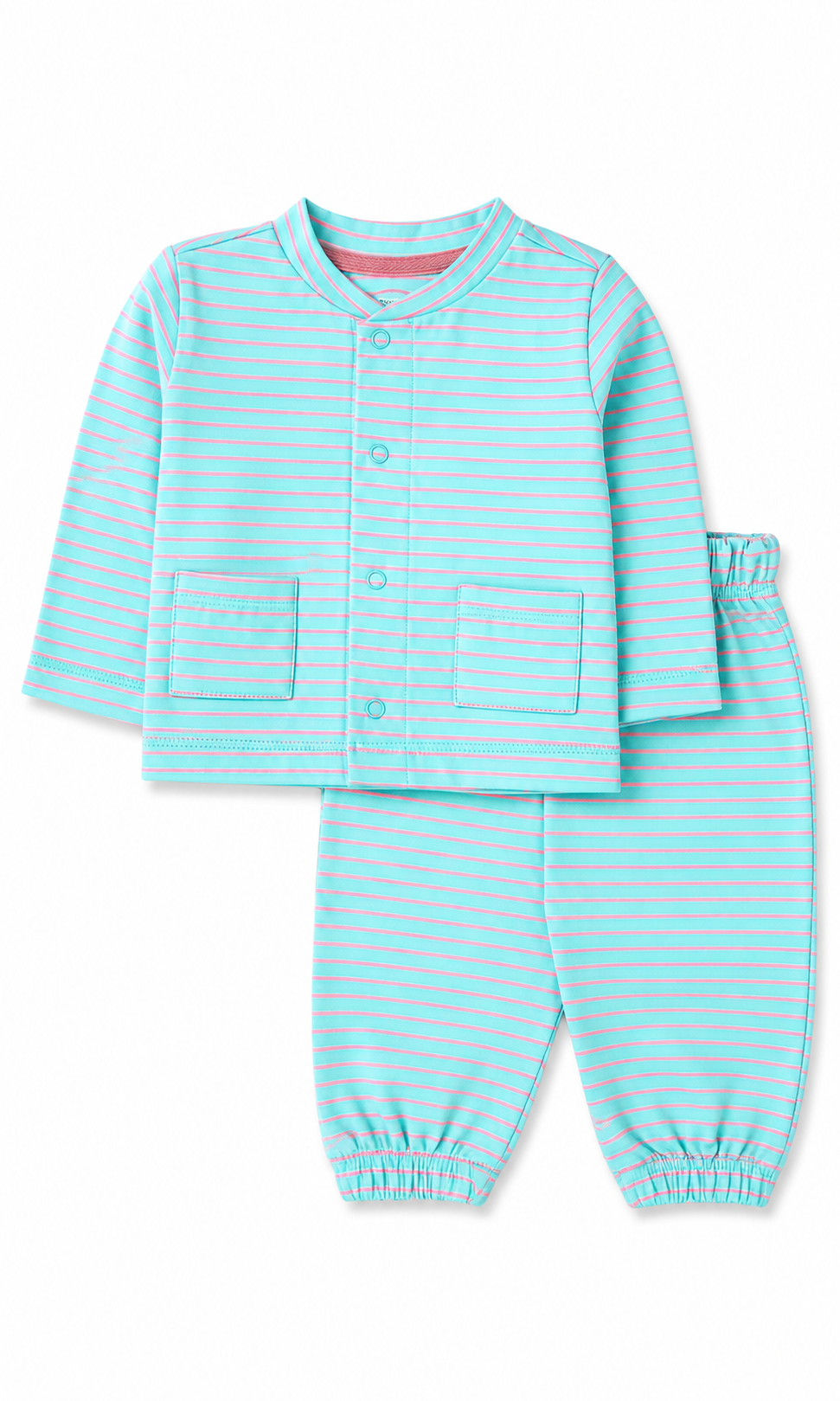 Baby Boys Night Suit Mint Green Pink Stripe