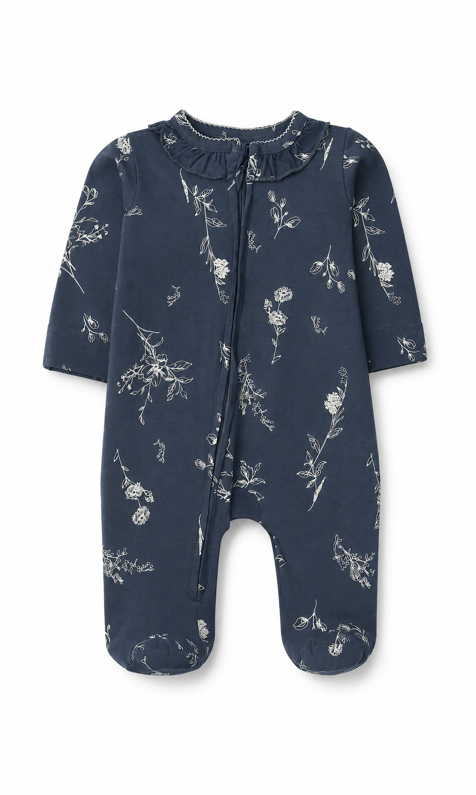 Baby Girl Cotton Romper Pack of 2 — Blue Floral Print & Pink Minnie Mouse Print